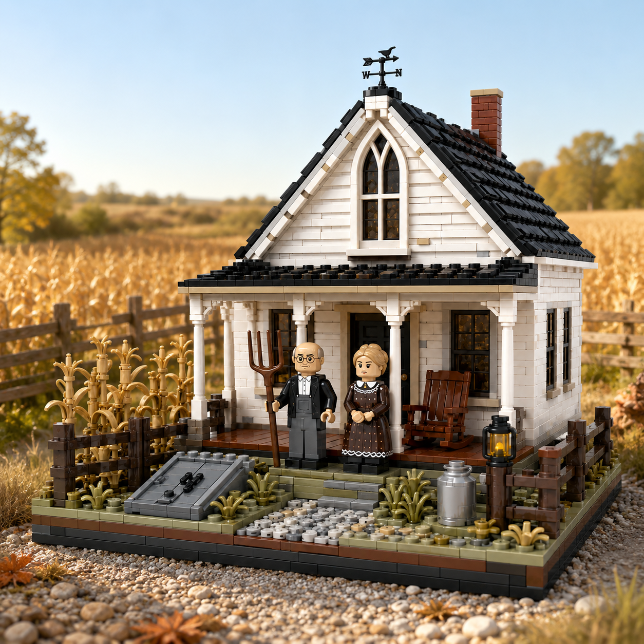 American Gothic Farmhouse Collector Building Set