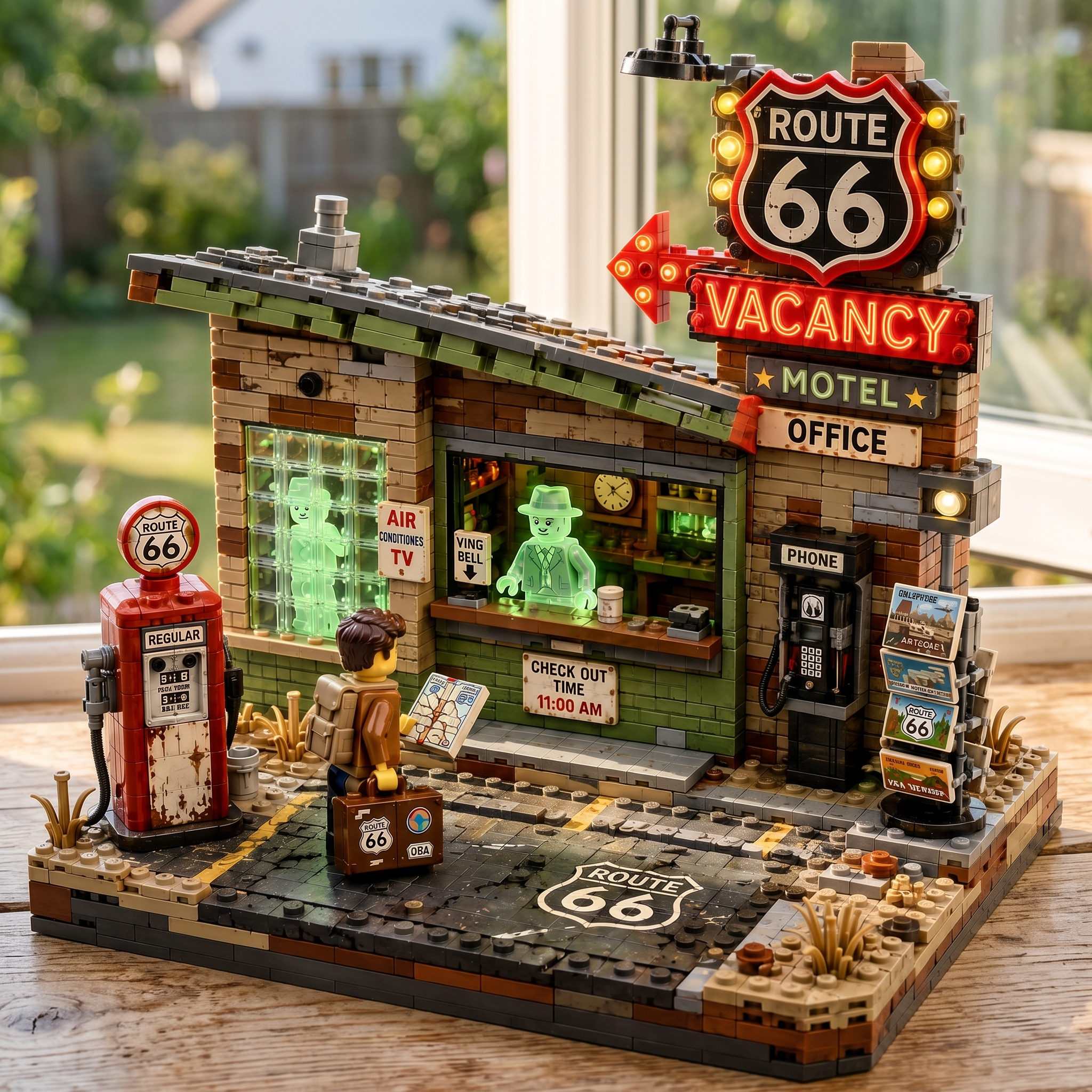 Route 66 Haunted Motel — Vintage Roadside Mystery Collector Building Set