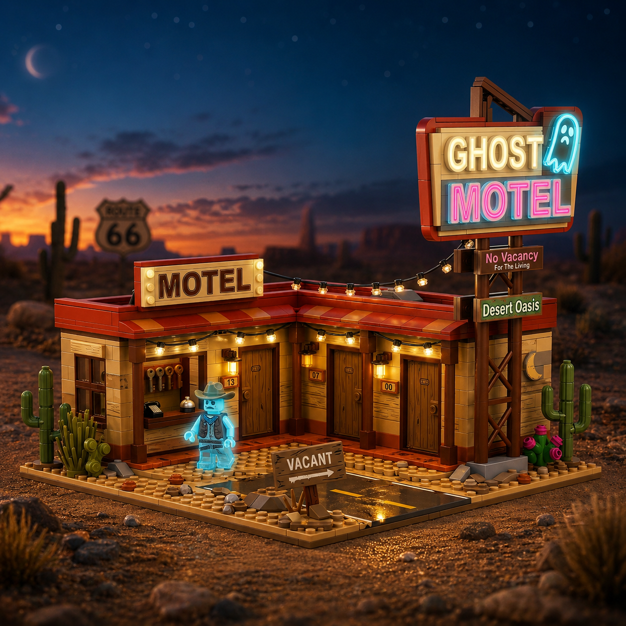 Ghost Motel Desert Oasis Display Building Set