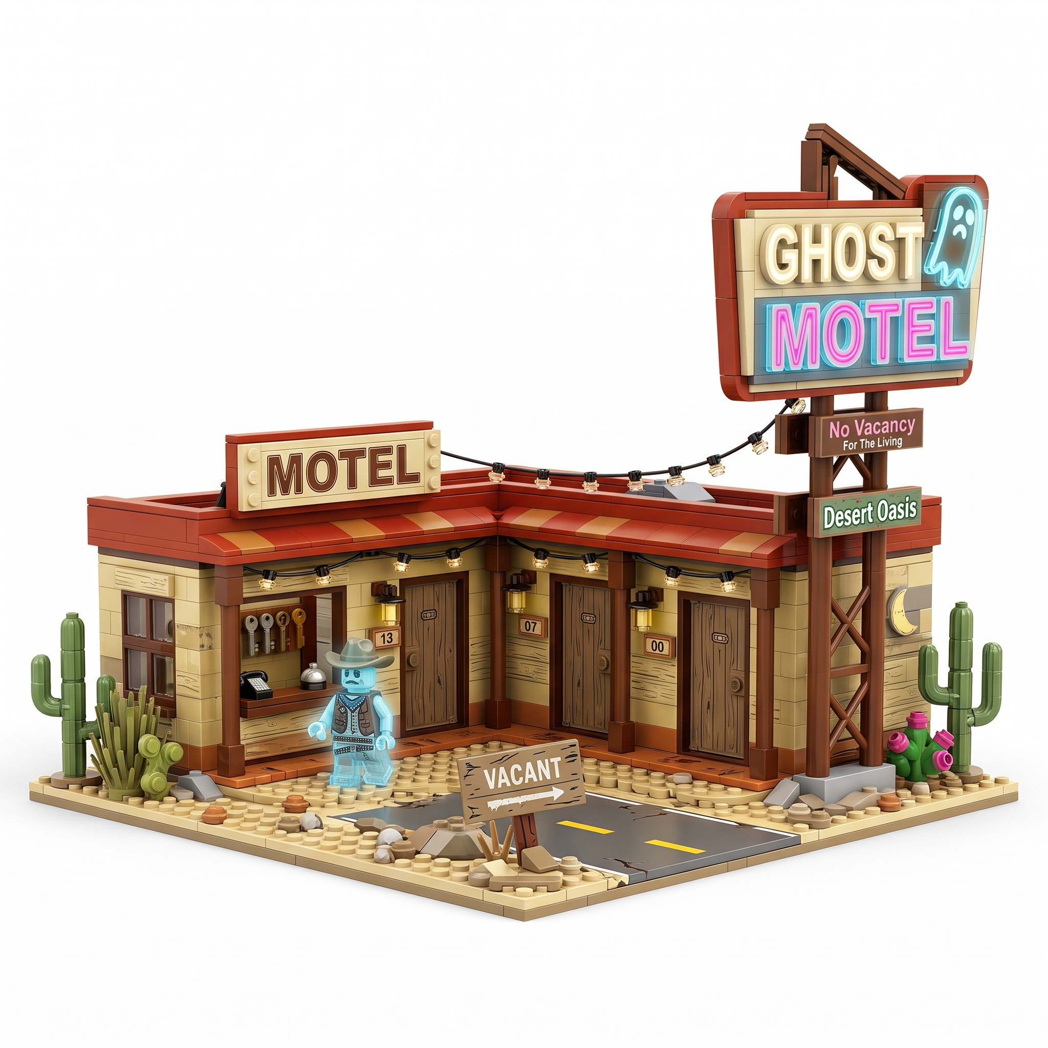 Ghost Motel Desert Oasis Display Building Set