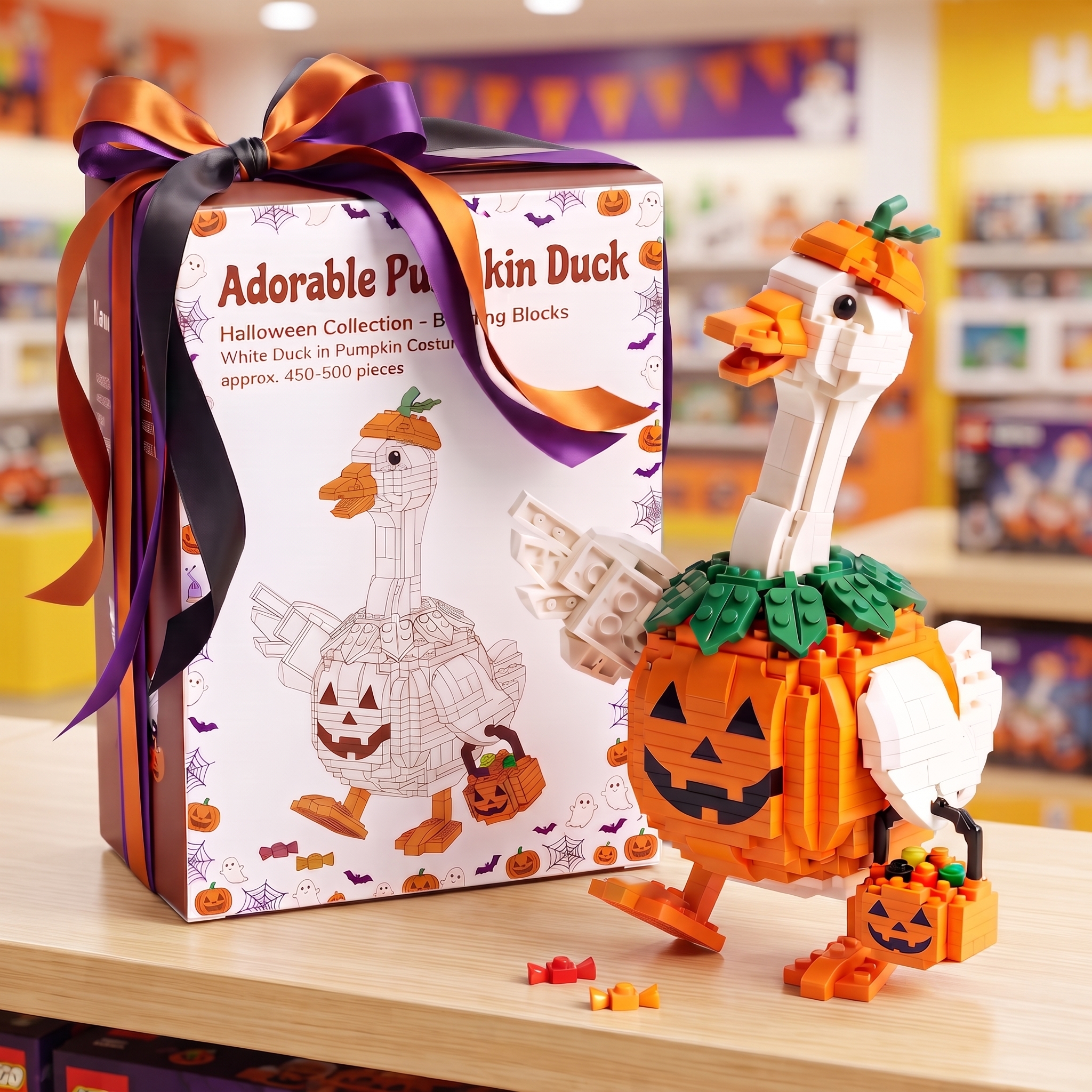 Adorable Pumpkin Duck Halloween Building Set