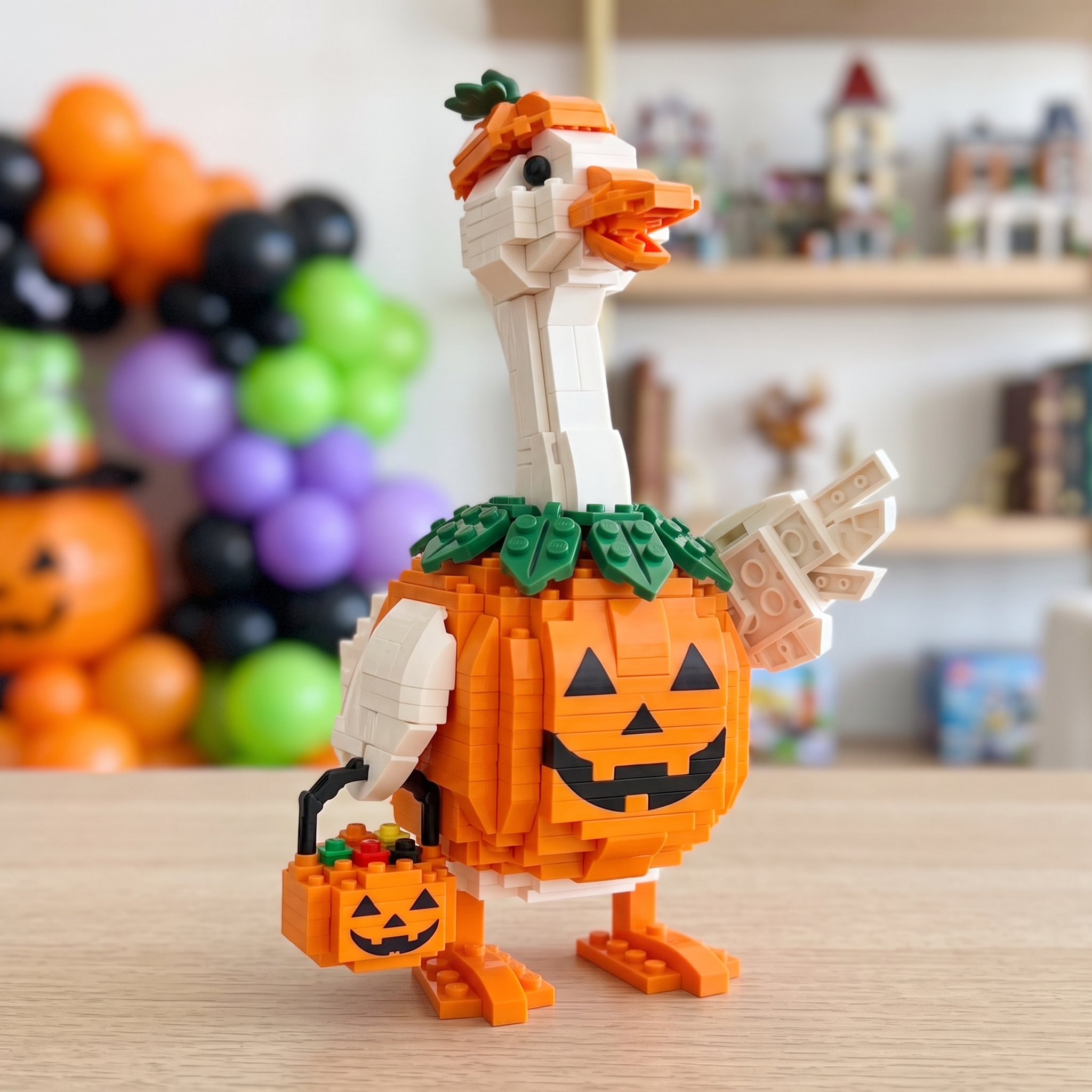 Adorable Pumpkin Duck Halloween Building Set