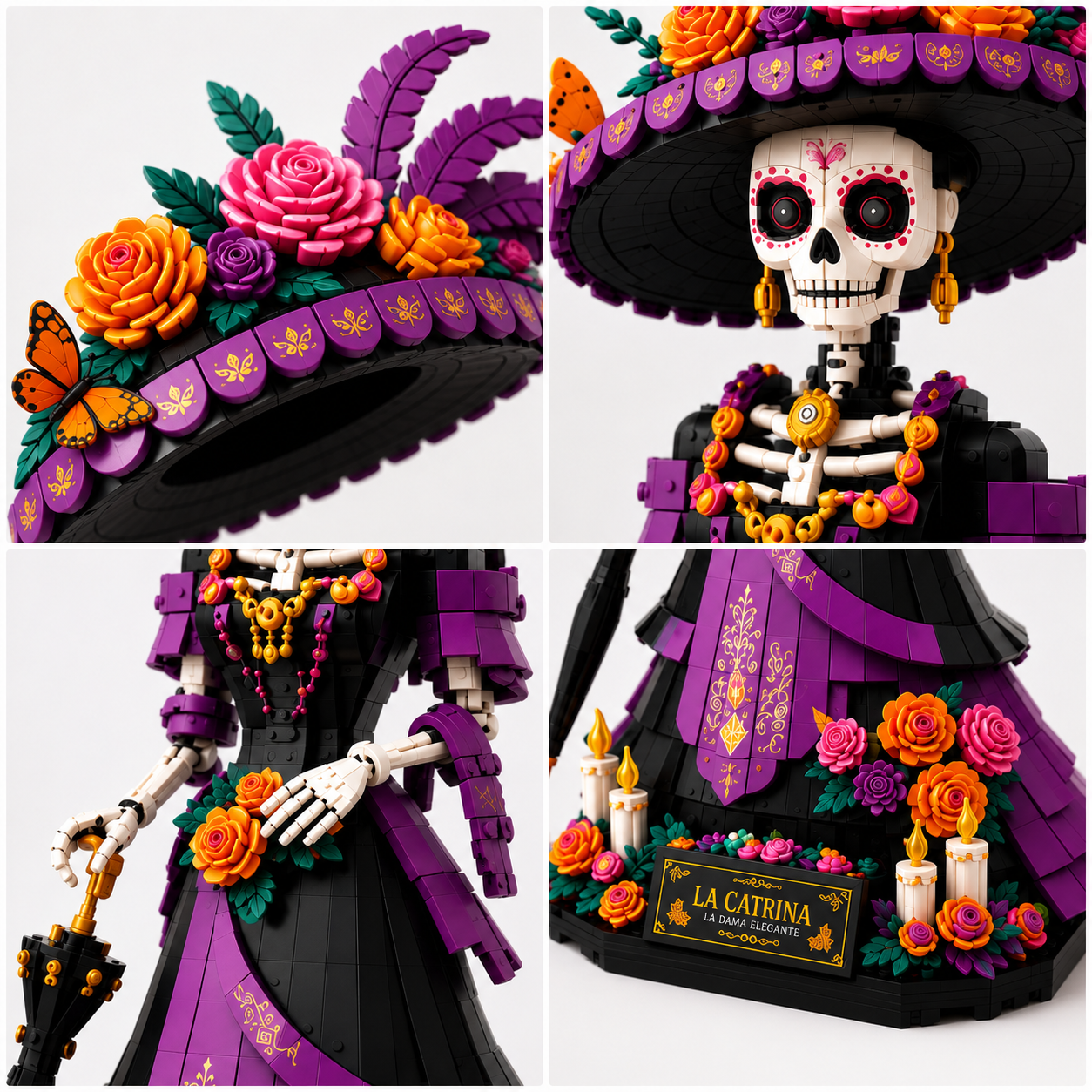 La Catrina Floral Skeleton Collector Display Building Set