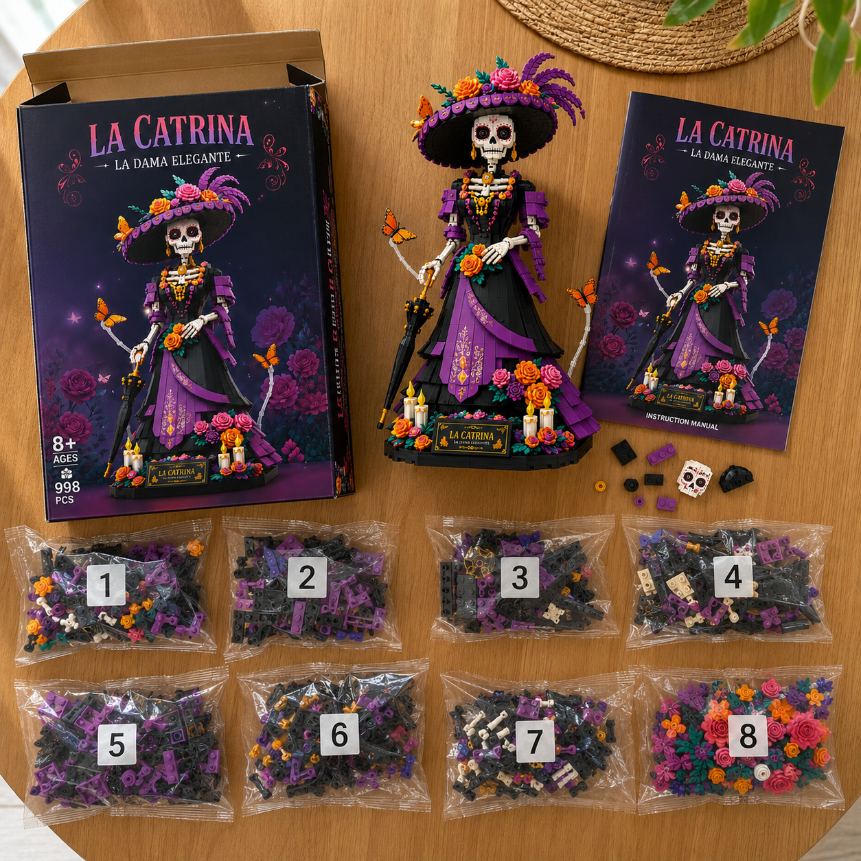 La Catrina Floral Skeleton Collector Display Building Set