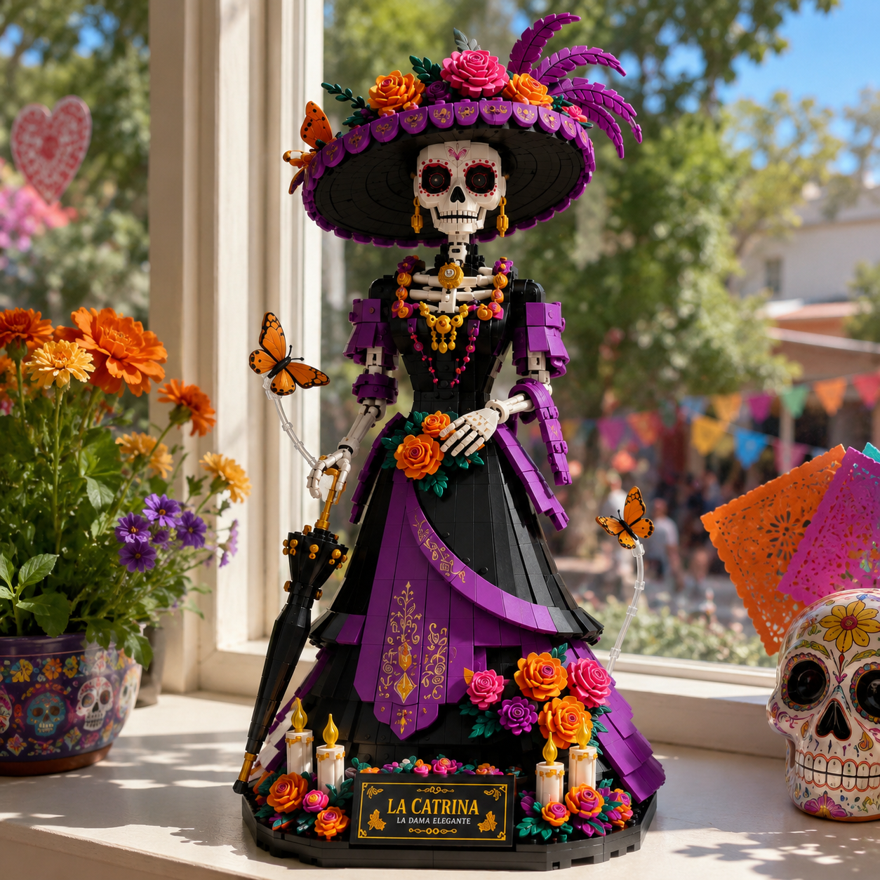 La Catrina Floral Skeleton Collector Display Building Set