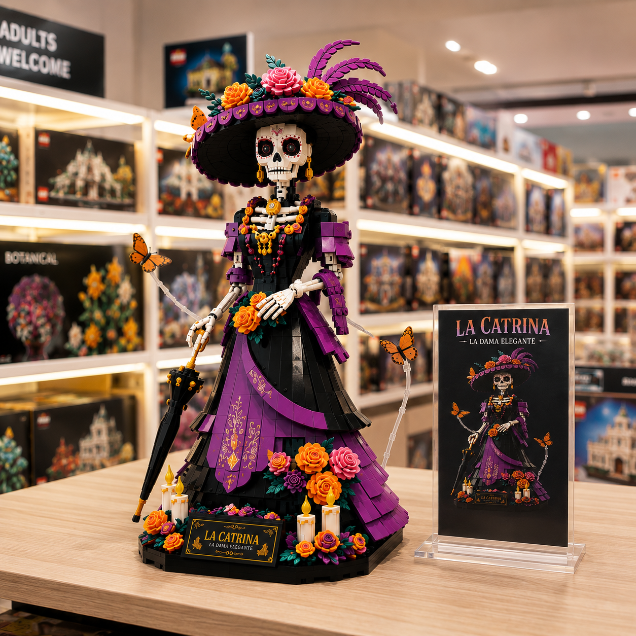 La Catrina Floral Skeleton Collector Display Building Set