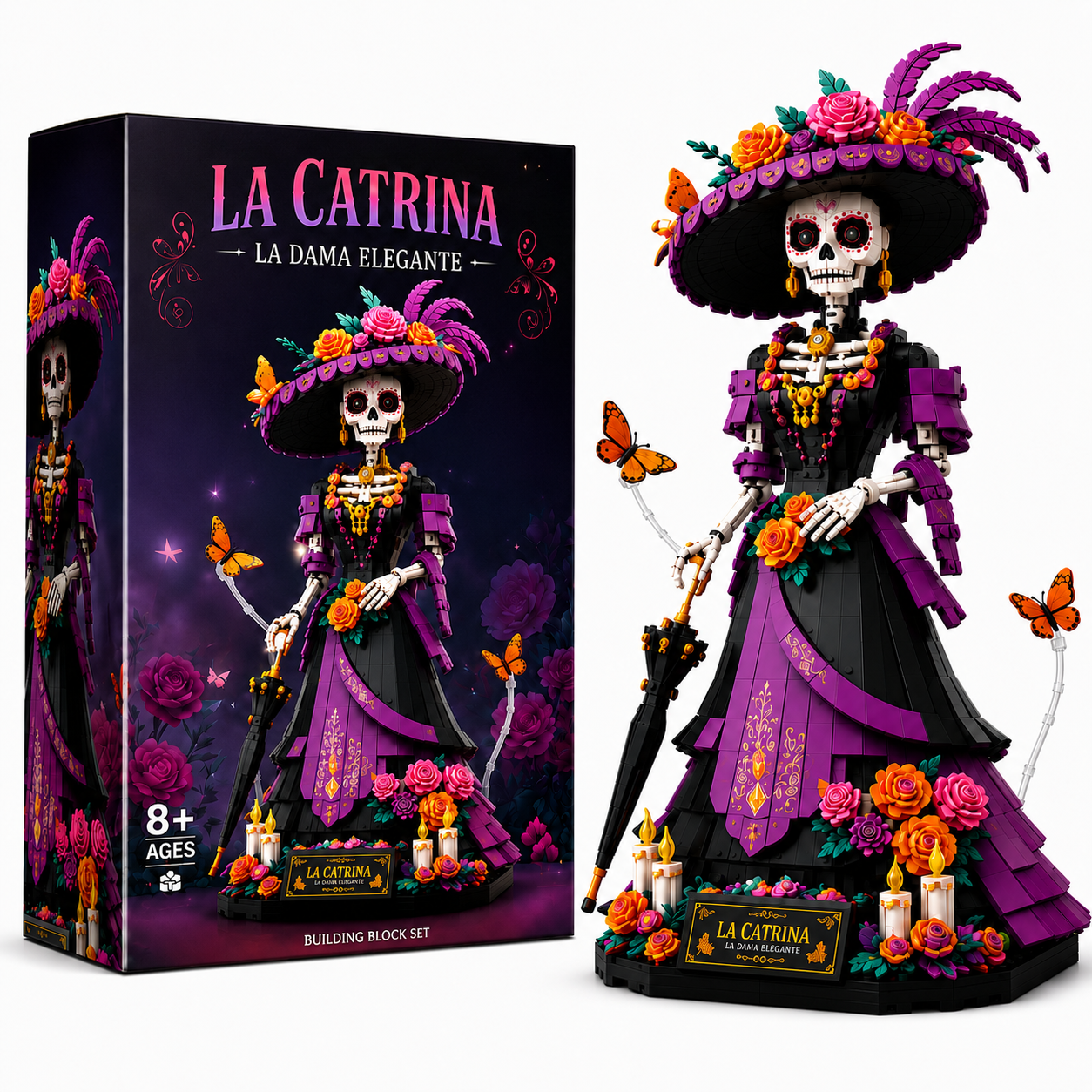 La Catrina Floral Skeleton Collector Display Building Set