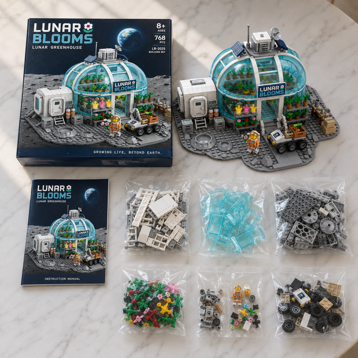 Lunar Blooms Greenhouse Building Block Set