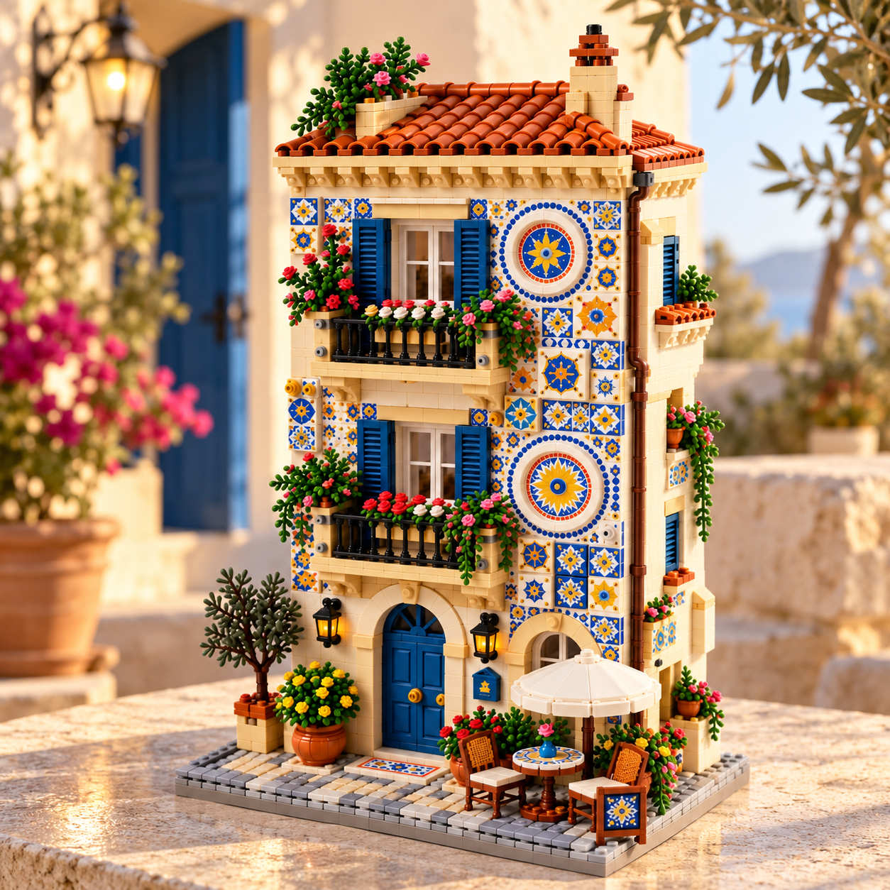 mediterranean-floral-tile-townhouse-building-set – DOMIBRICK