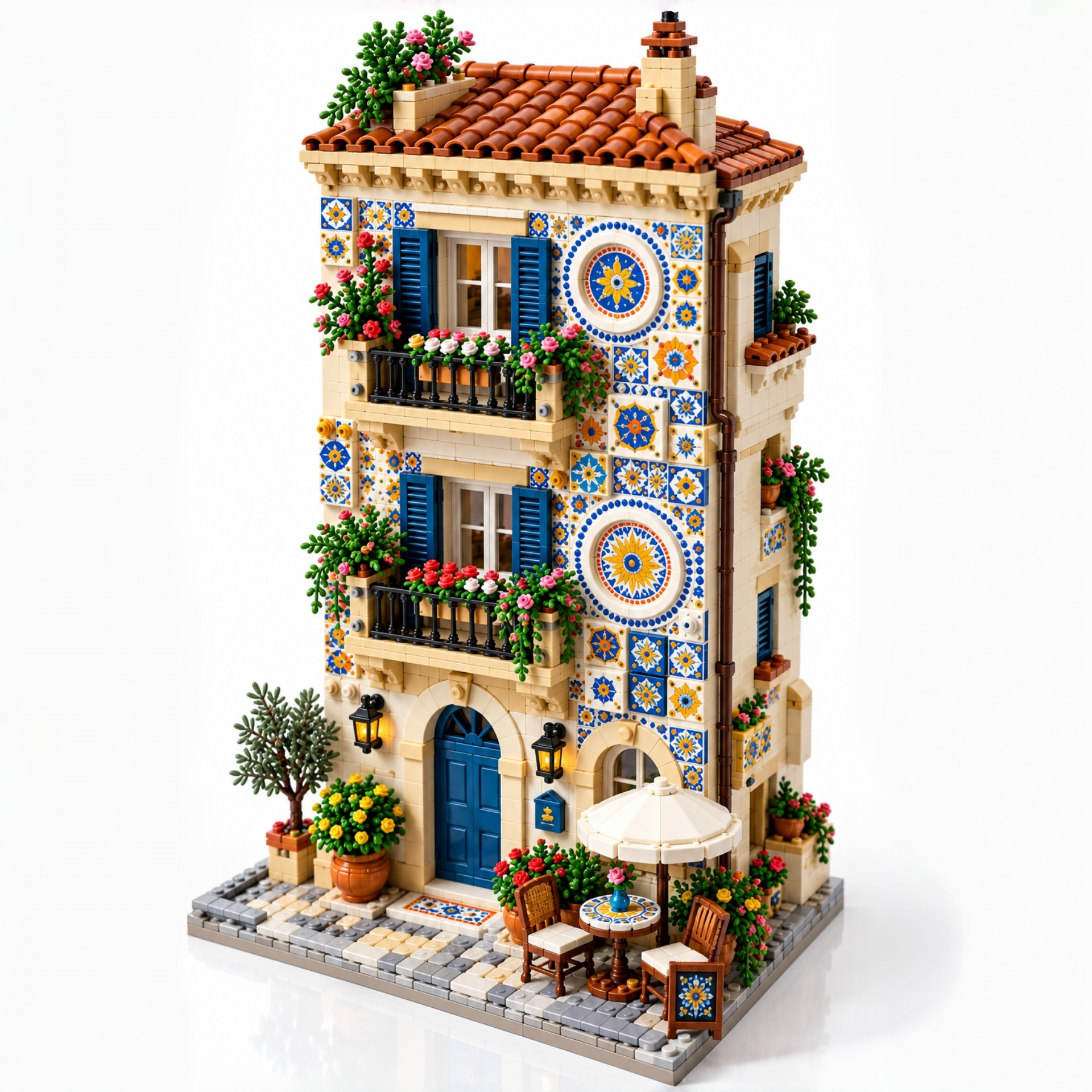 mediterranean-floral-tile-townhouse-building-set – DOMIBRICK