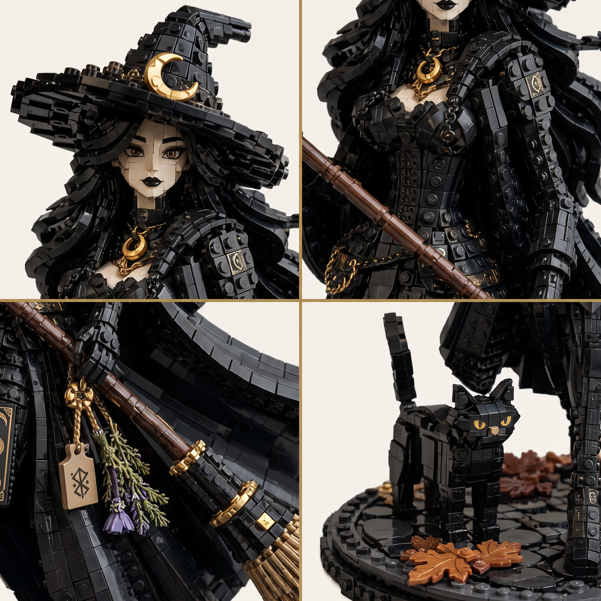 Moonlit Witch & Black Cat — Autumn Coven Guardian Collector Building Set