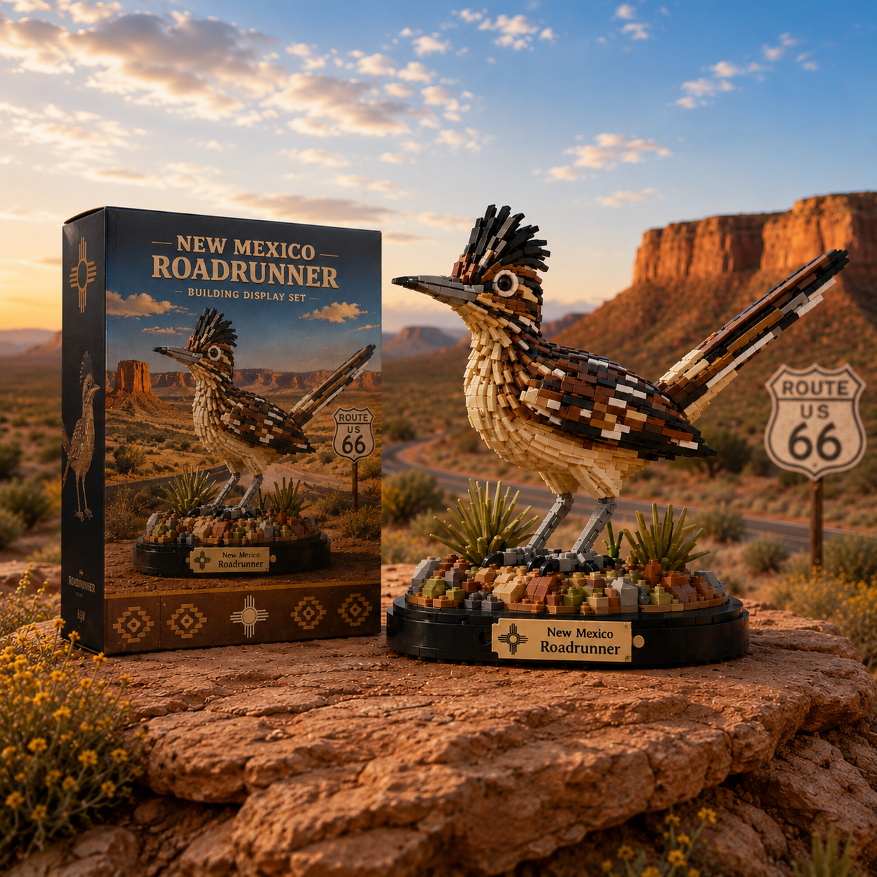New Mexico Roadrunner Building Block Display Set