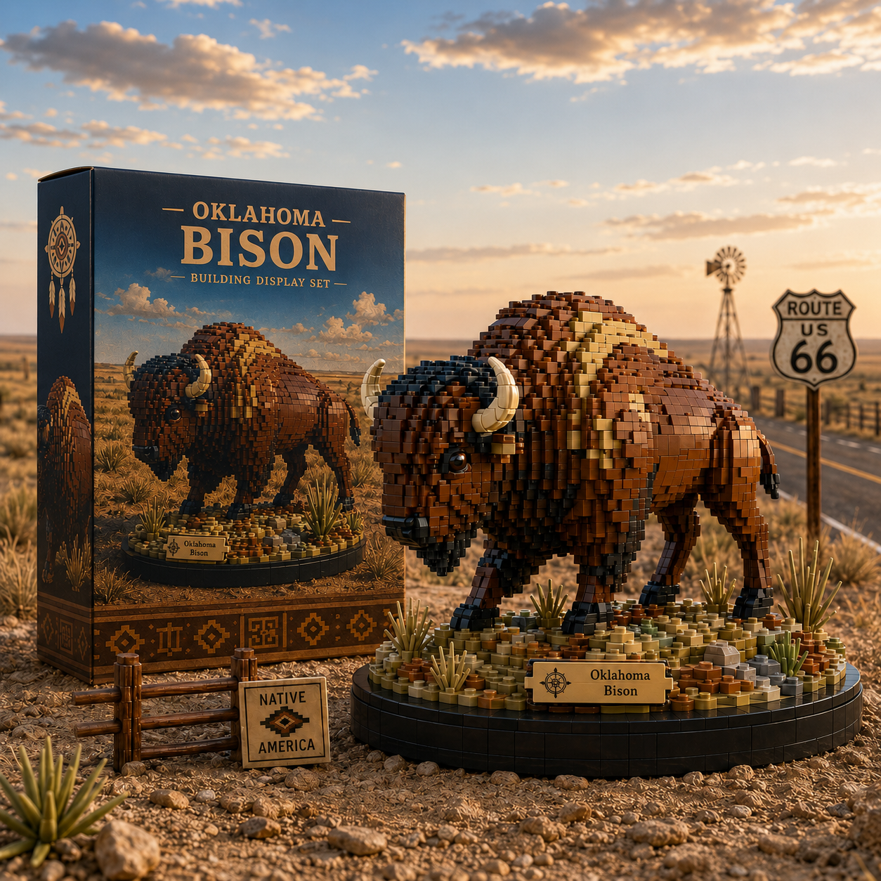 Oklahoma Bison Building Display Set