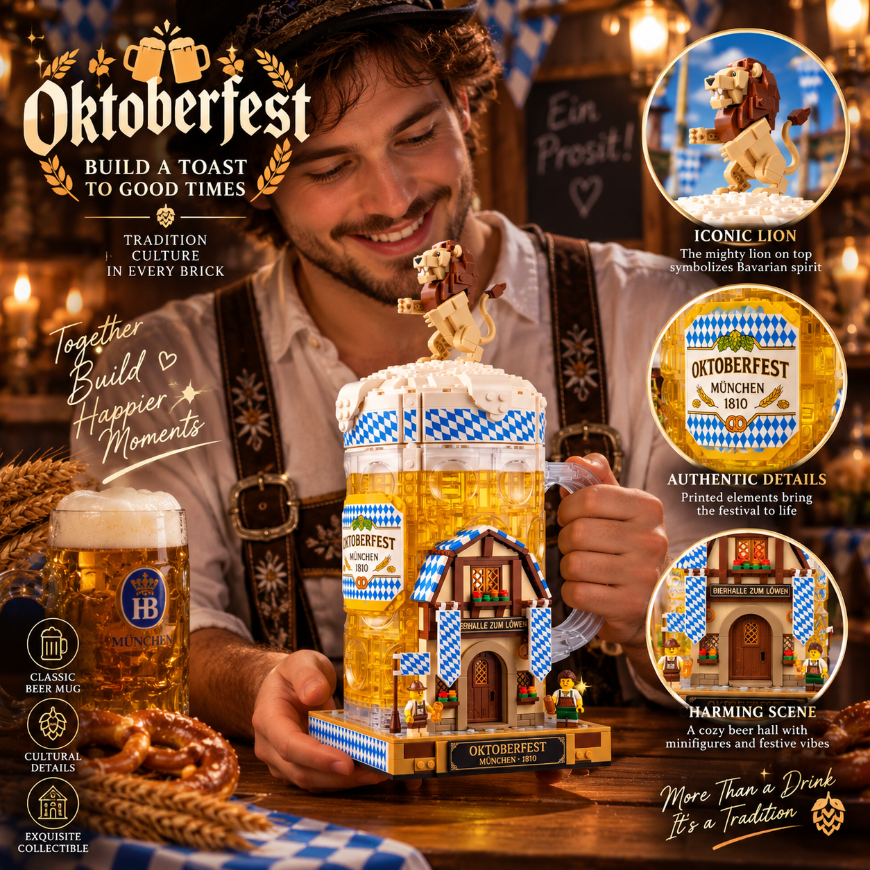 Oktoberfest München 1810 Bavarian Beer Stein Building Set