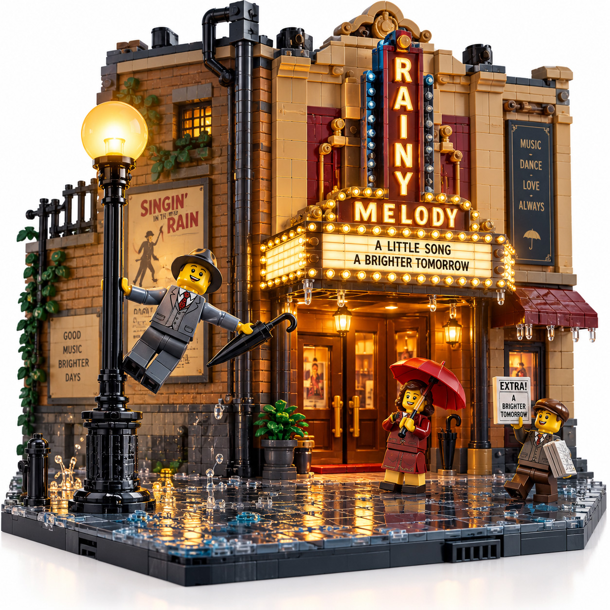 Rainy Melody Theater – Classic Musical Cinema Building Set