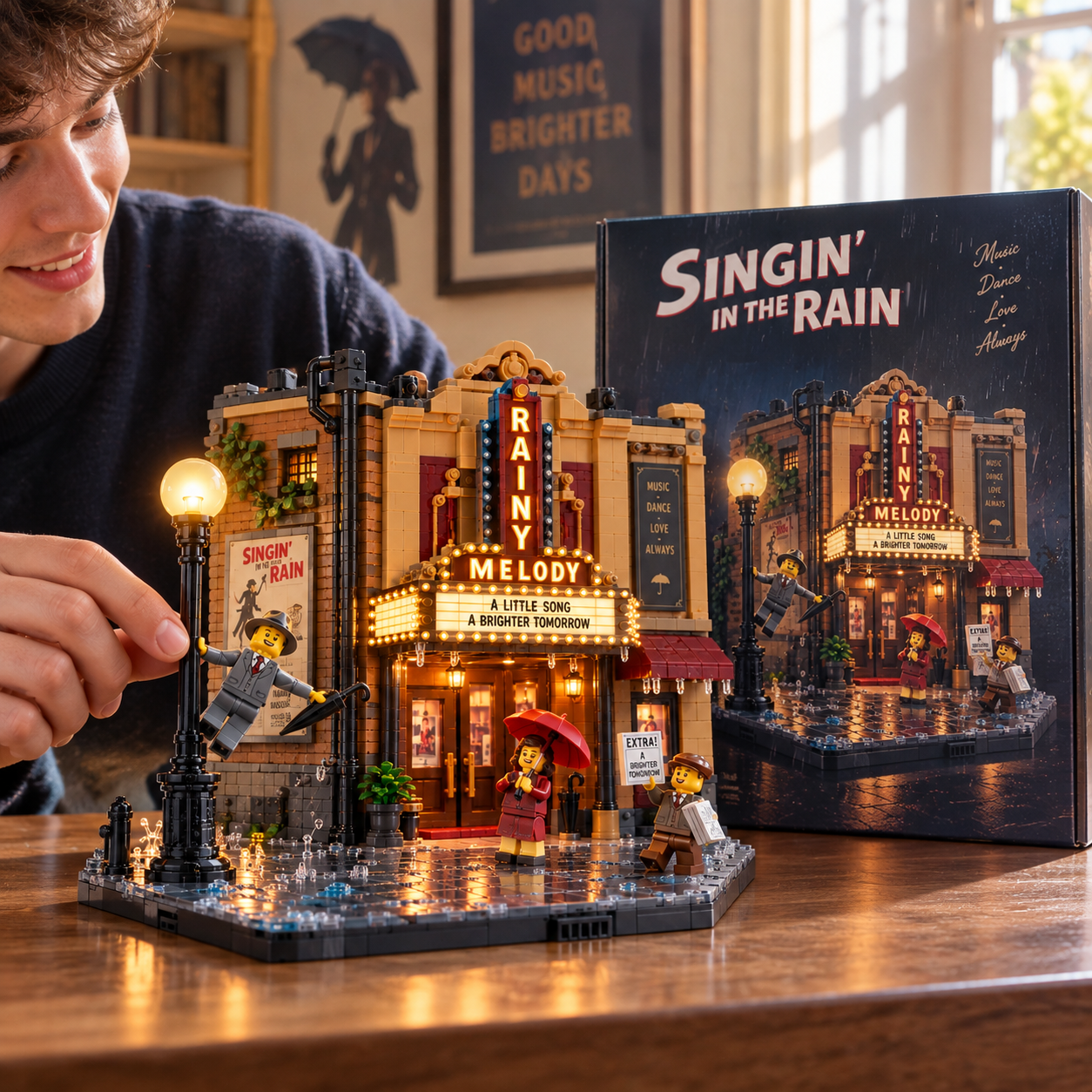 Rainy Melody Theater – Classic Musical Cinema Building Set