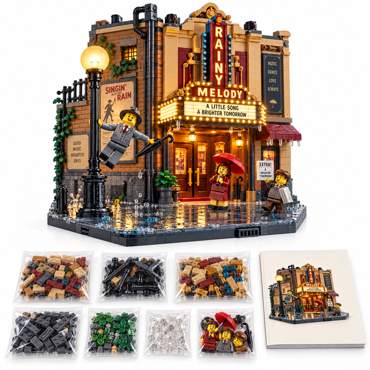 Rainy Melody Theater – Classic Musical Cinema Building Set