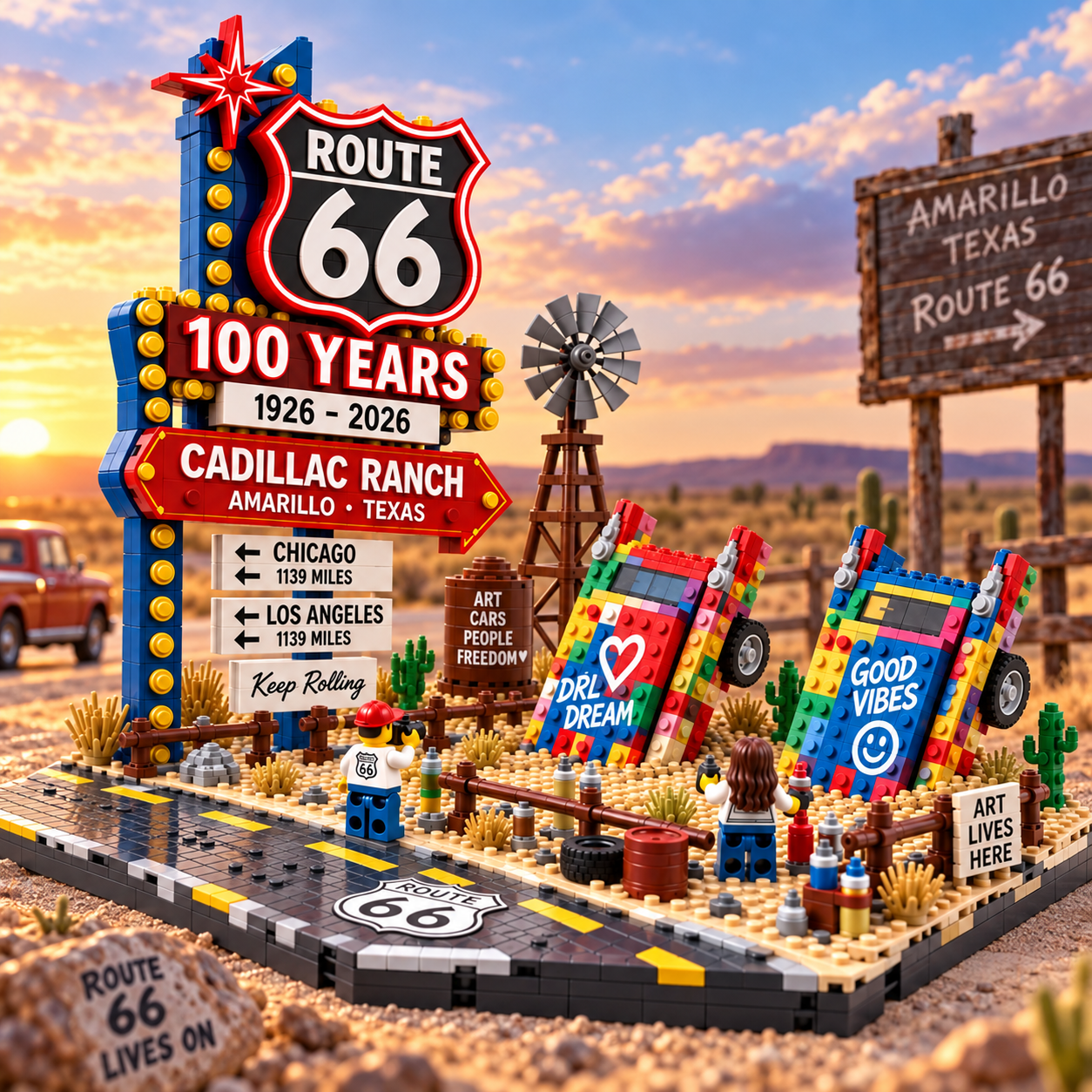 Route 66 100th Anniversary Cadillac Ranch Building Set