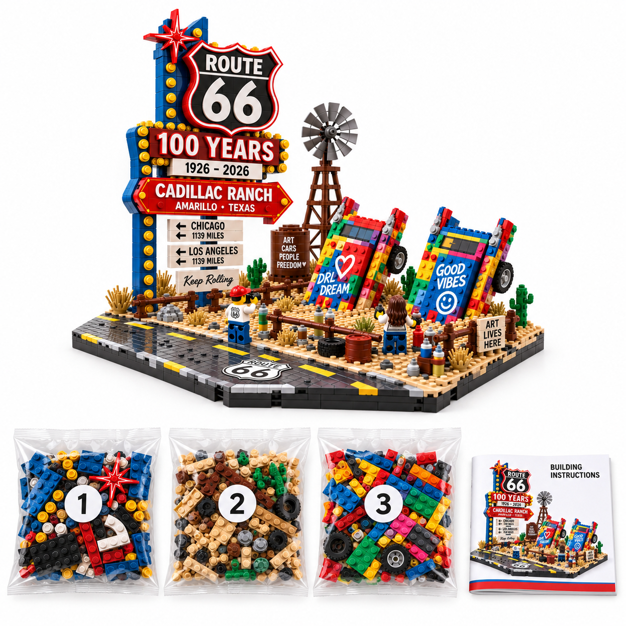 Route 66 100th Anniversary Cadillac Ranch Building Set
