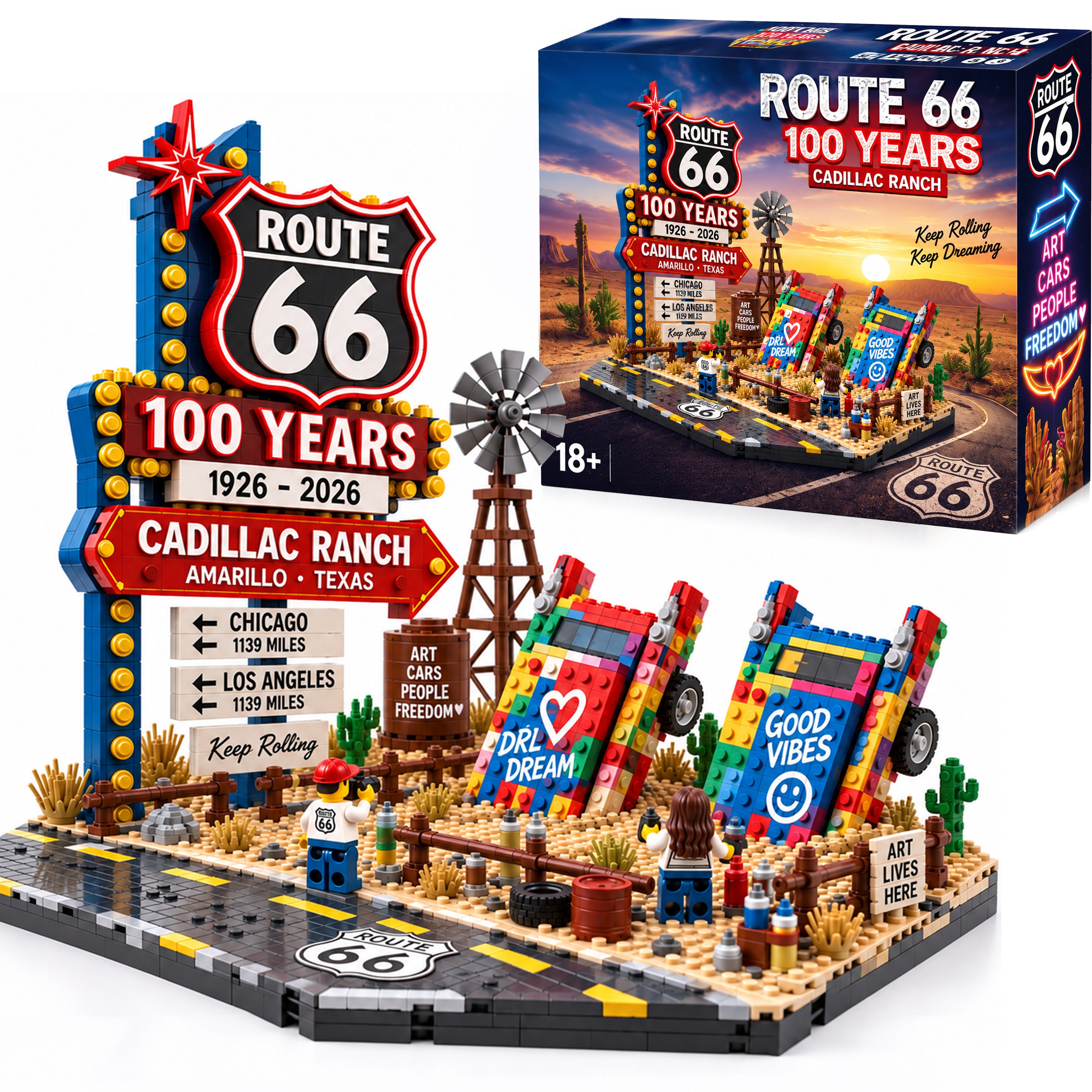 Route 66 100th Anniversary Cadillac Ranch Building Set