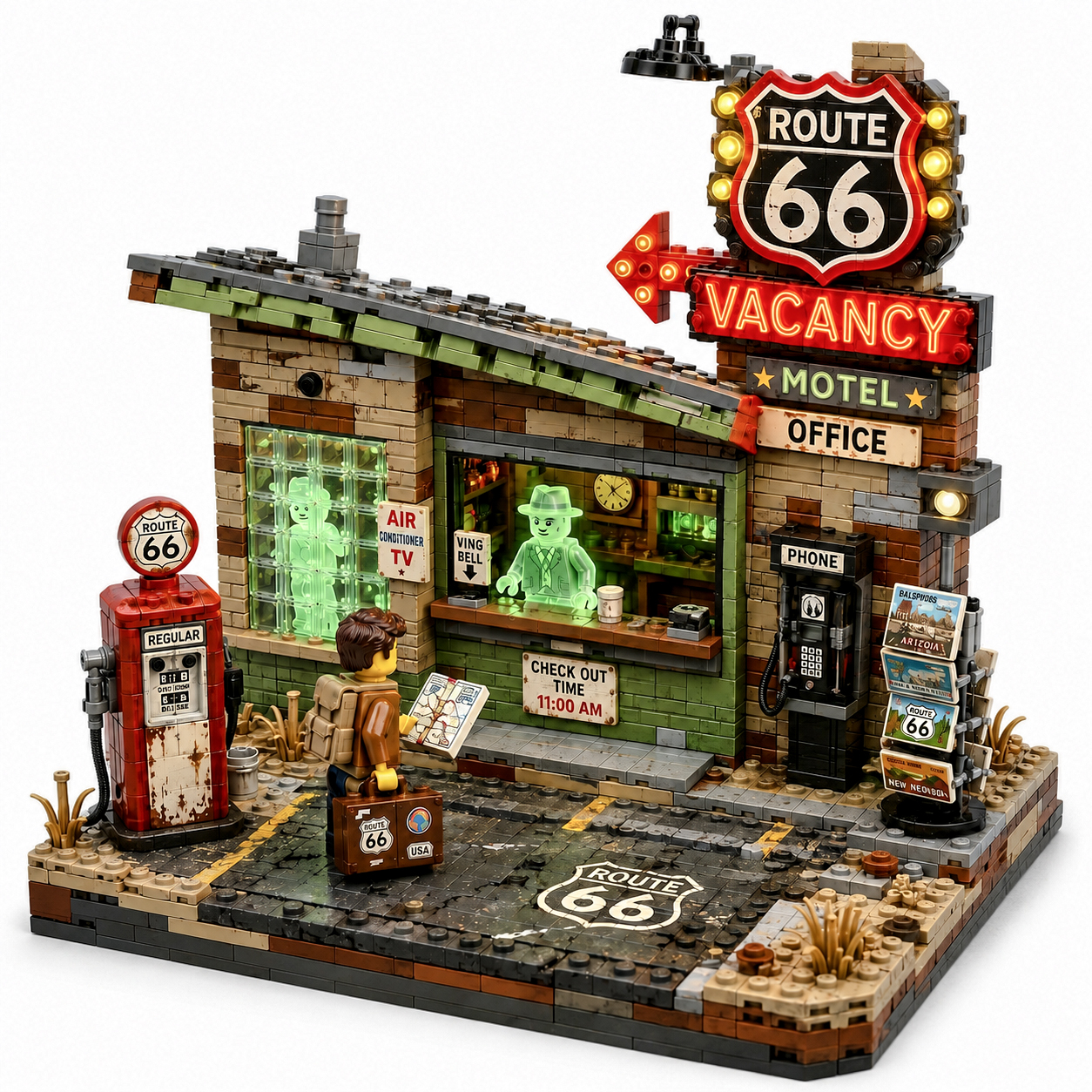 Route 66 Haunted Motel Collector Building Set