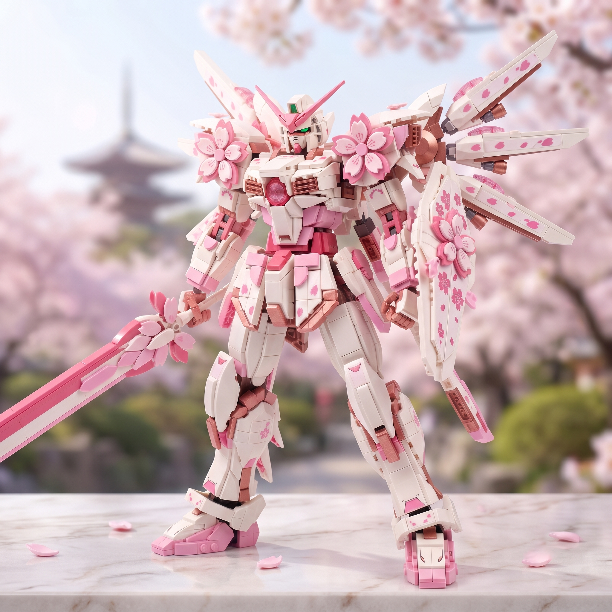 Sakura Warrior Cherry Blossom Mech Collector Model