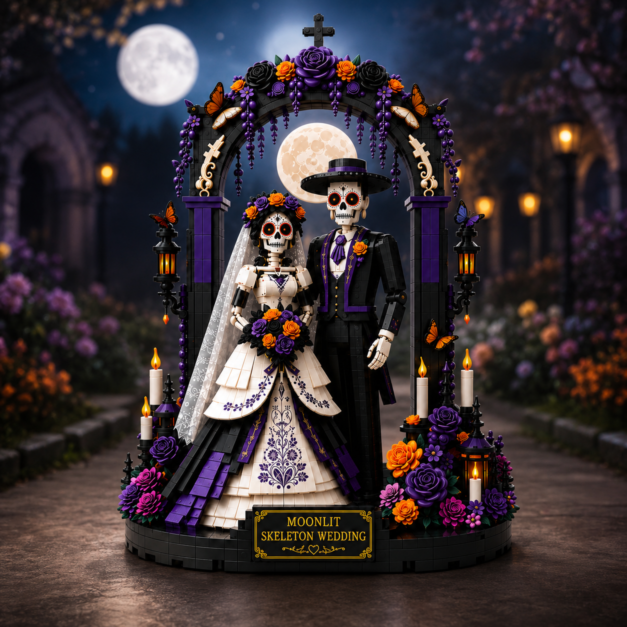 Moonlit Skeleton Wedding Building Set