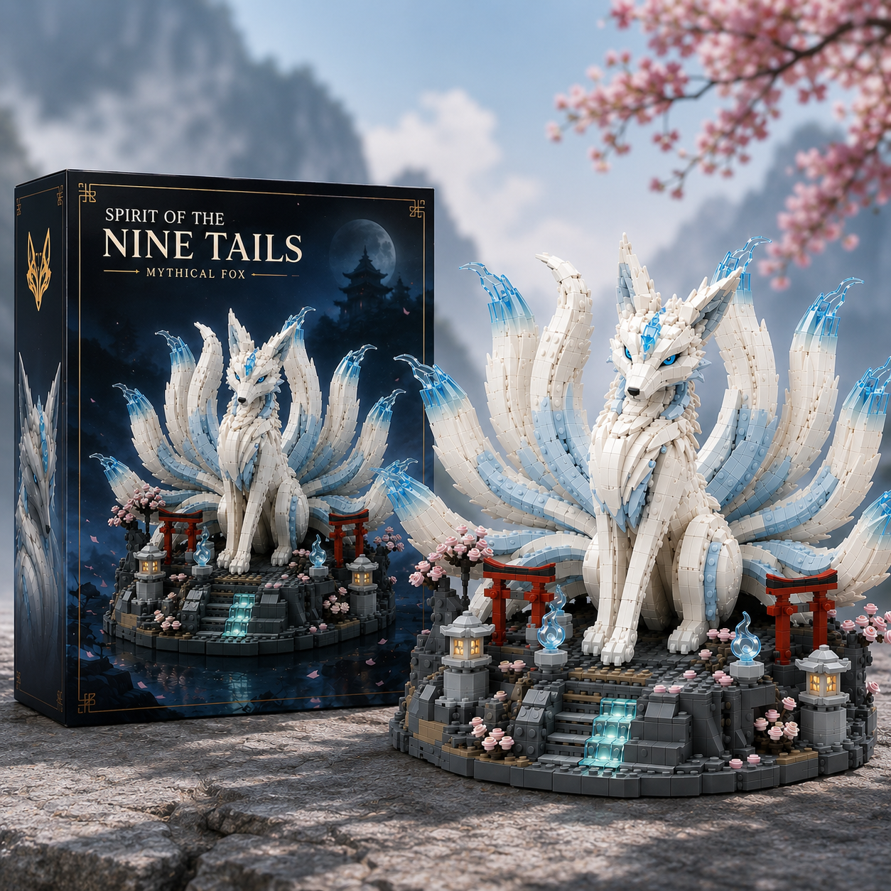 Spirit of the Nine Tails Mythical Fox Building Block Set
