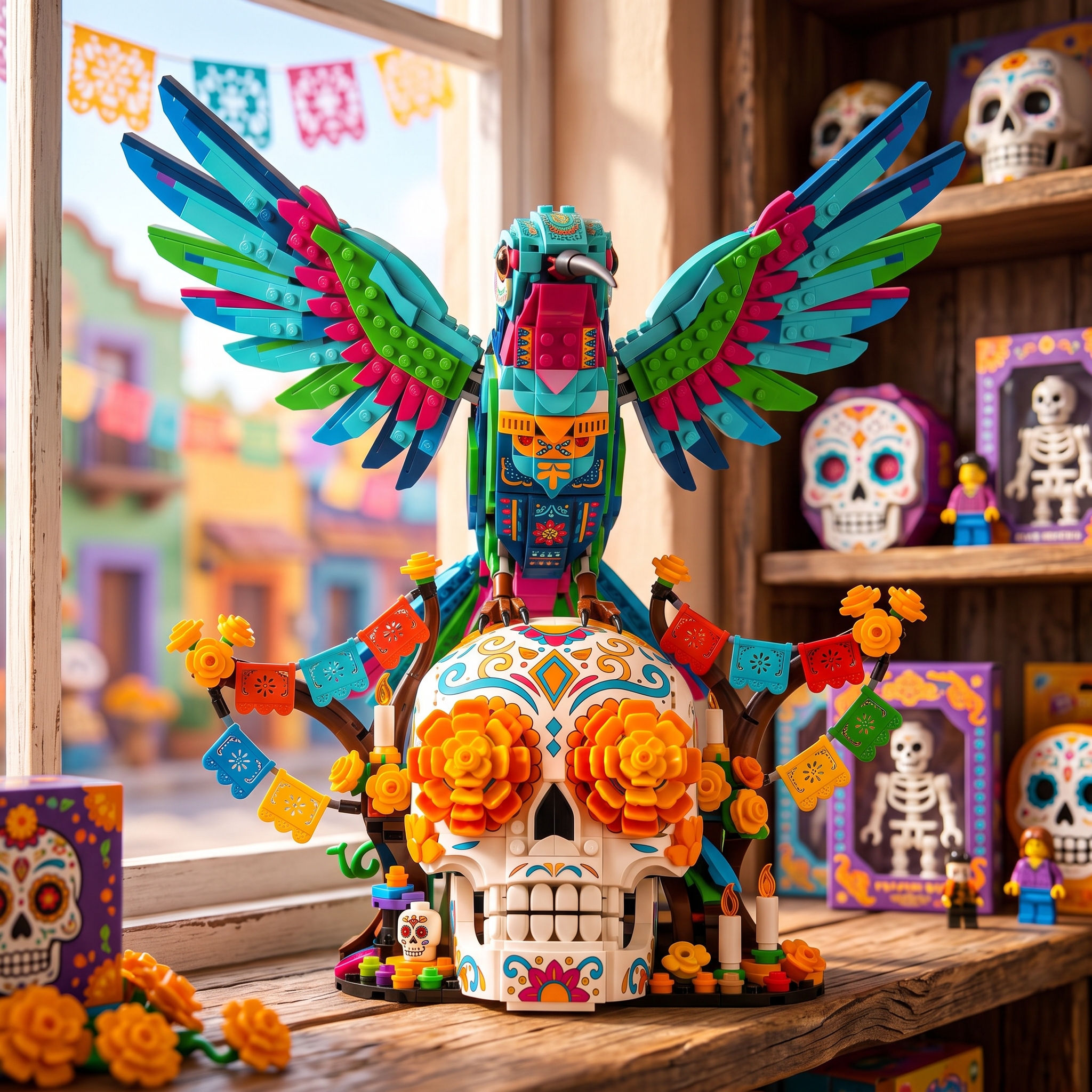 Sugar Skull Hummingbird Display Building Set