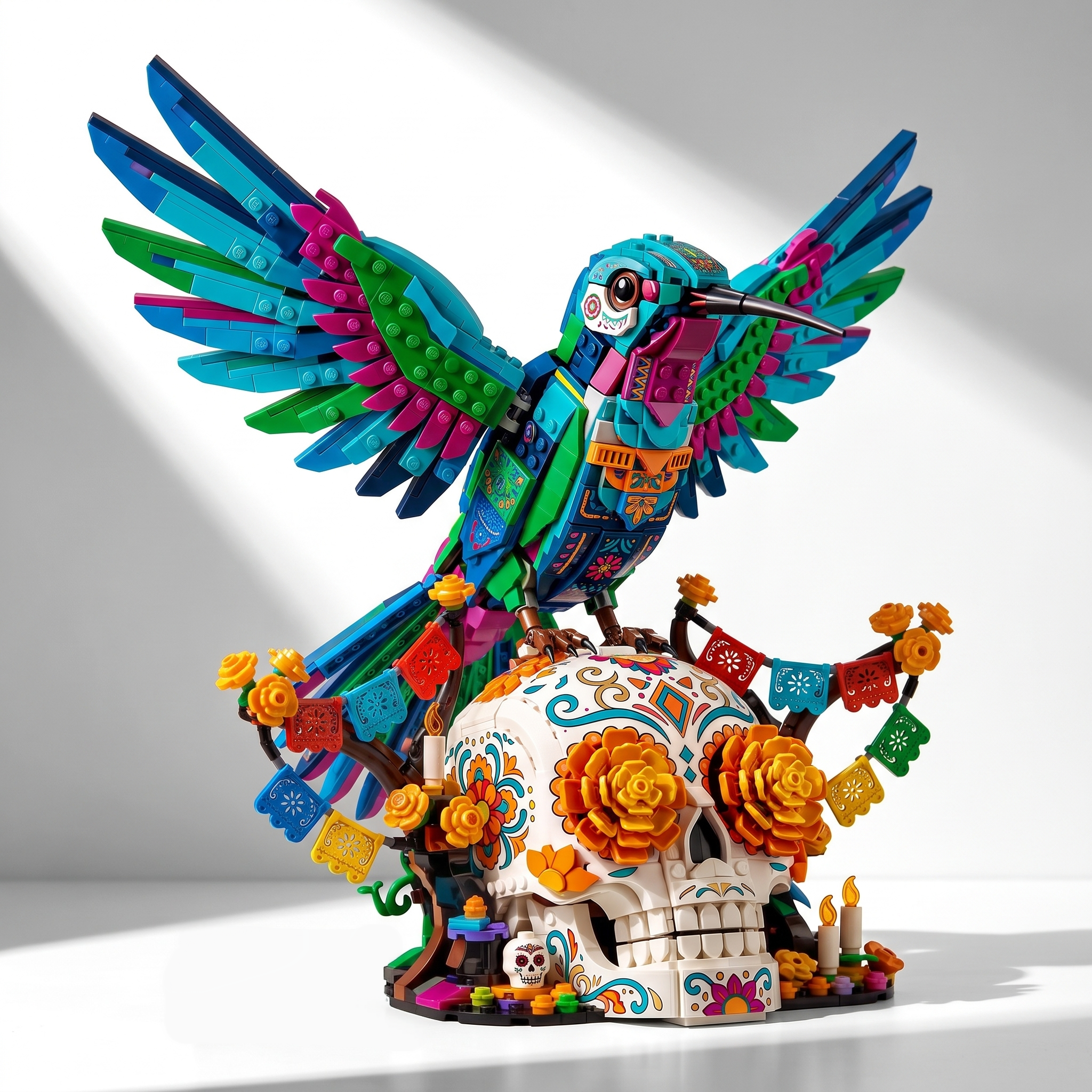 Sugar Skull Hummingbird Display Building Set