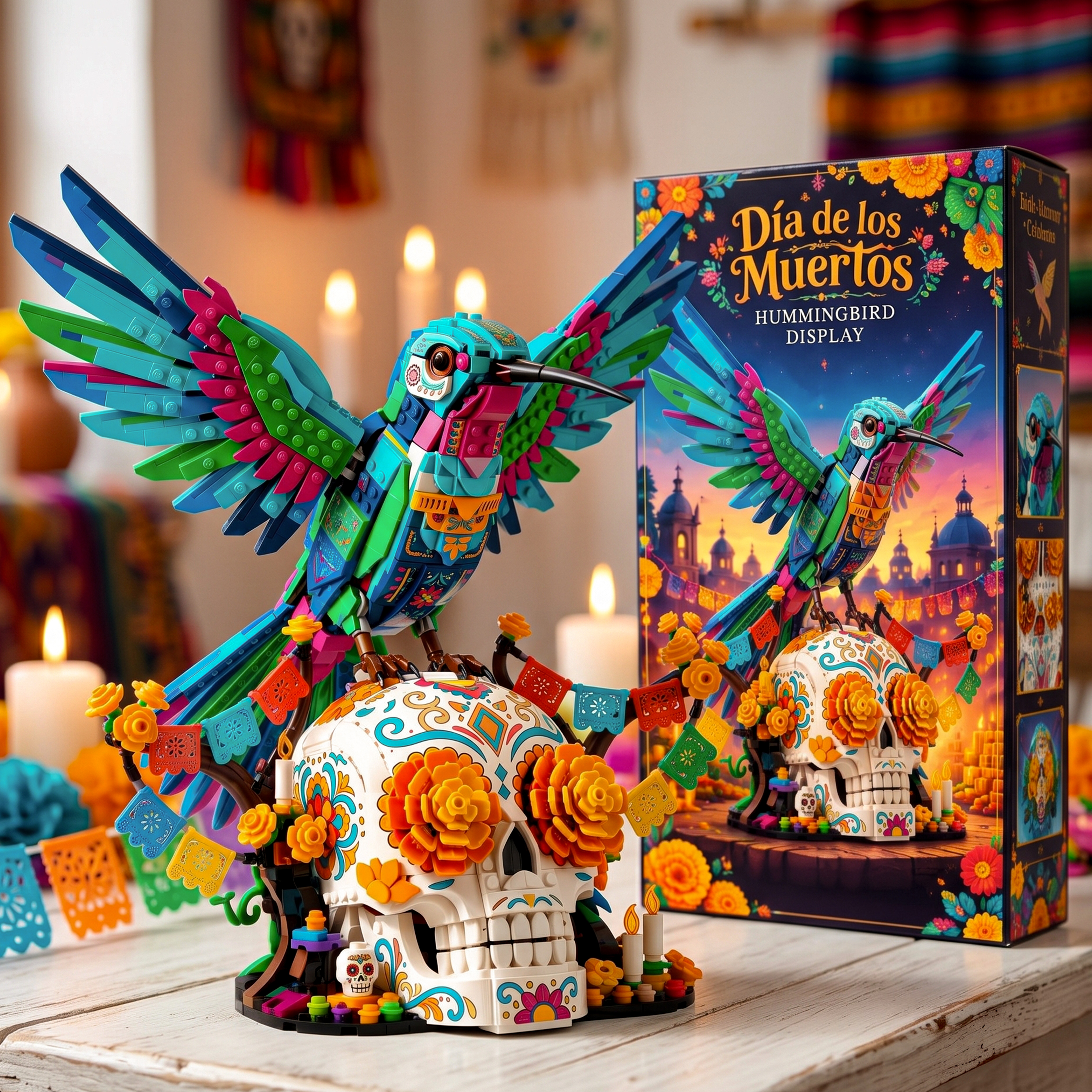 Sugar Skull Hummingbird Display Building Set