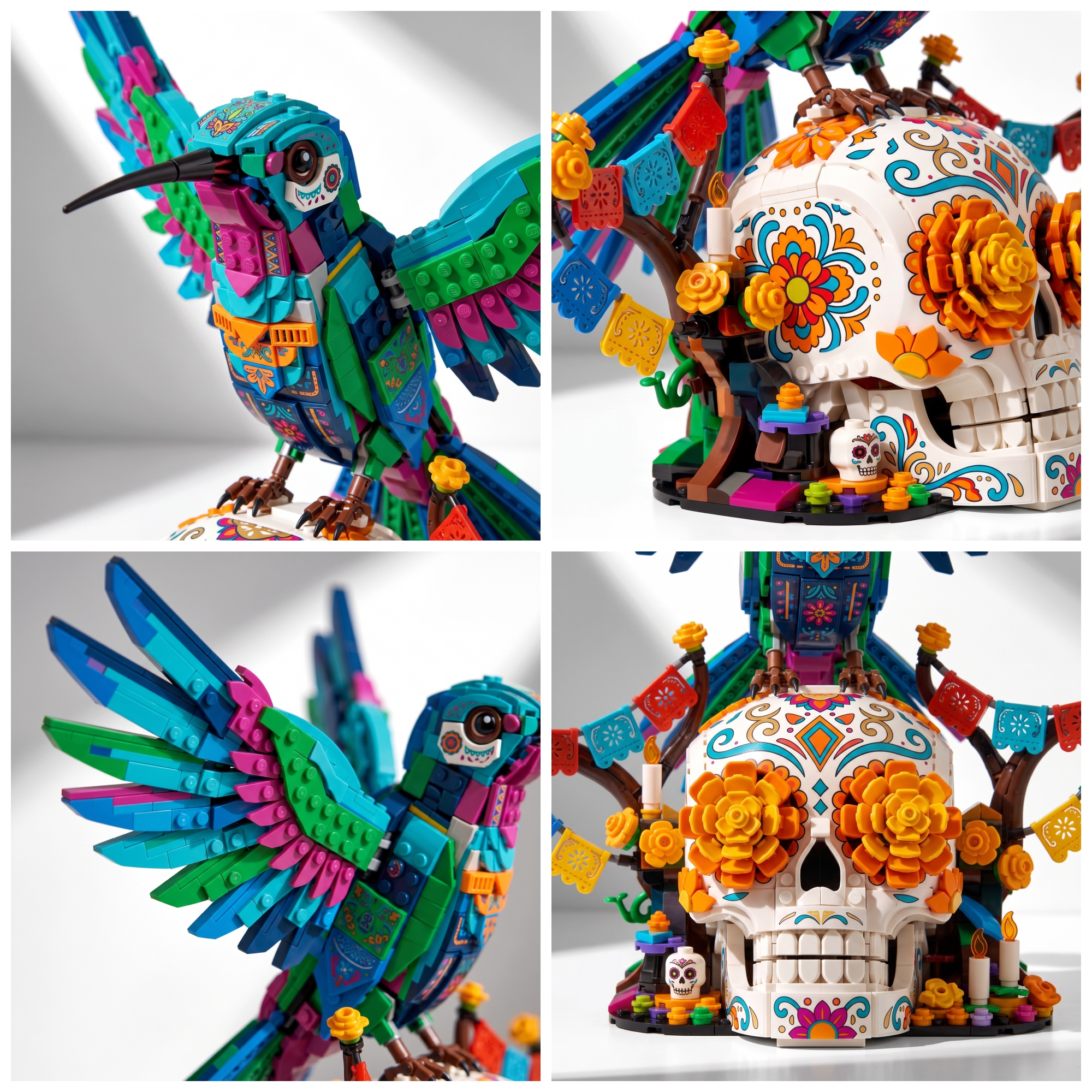 Sugar Skull Hummingbird Display Building Set