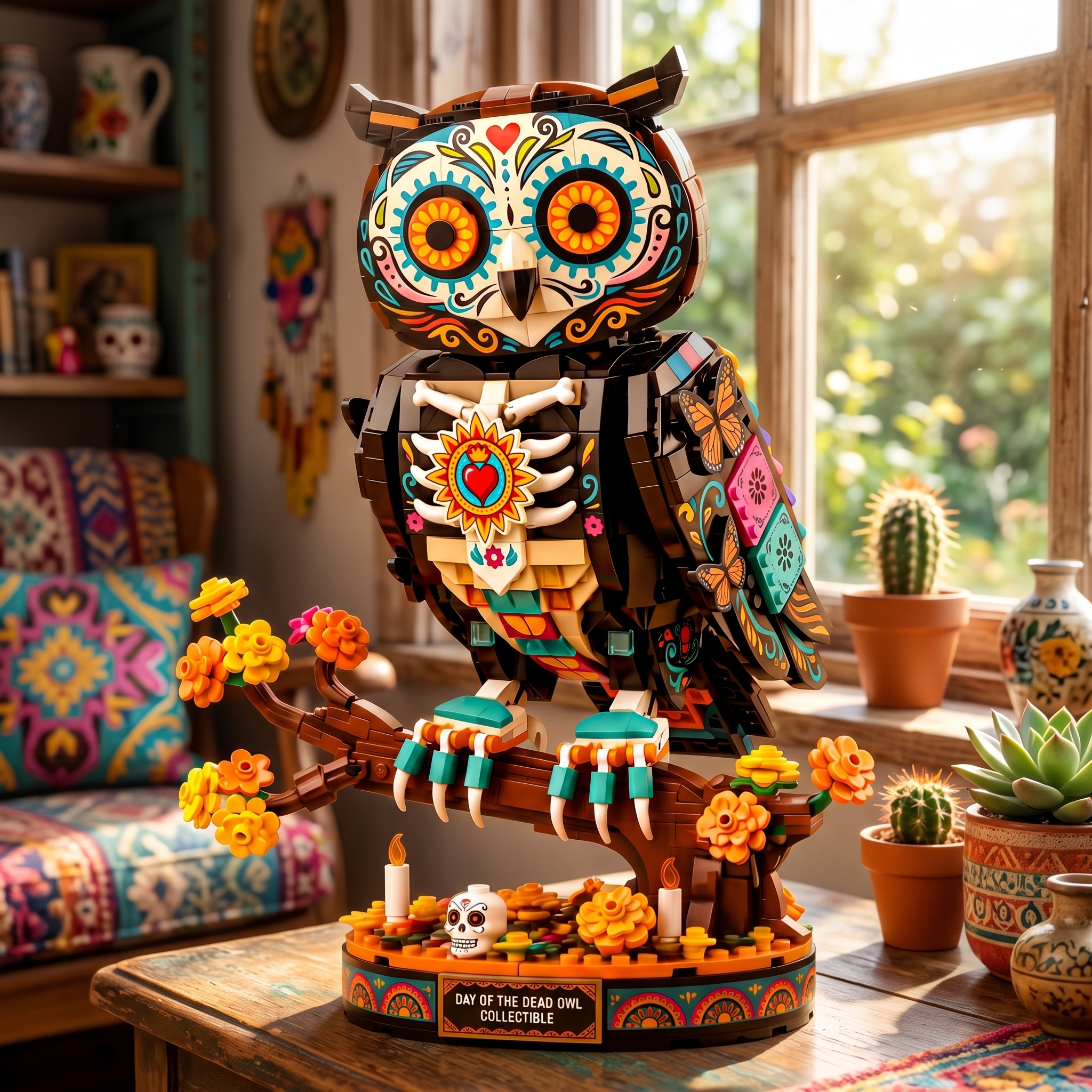 Day of the Dead Sugar Skull Owl Building Set