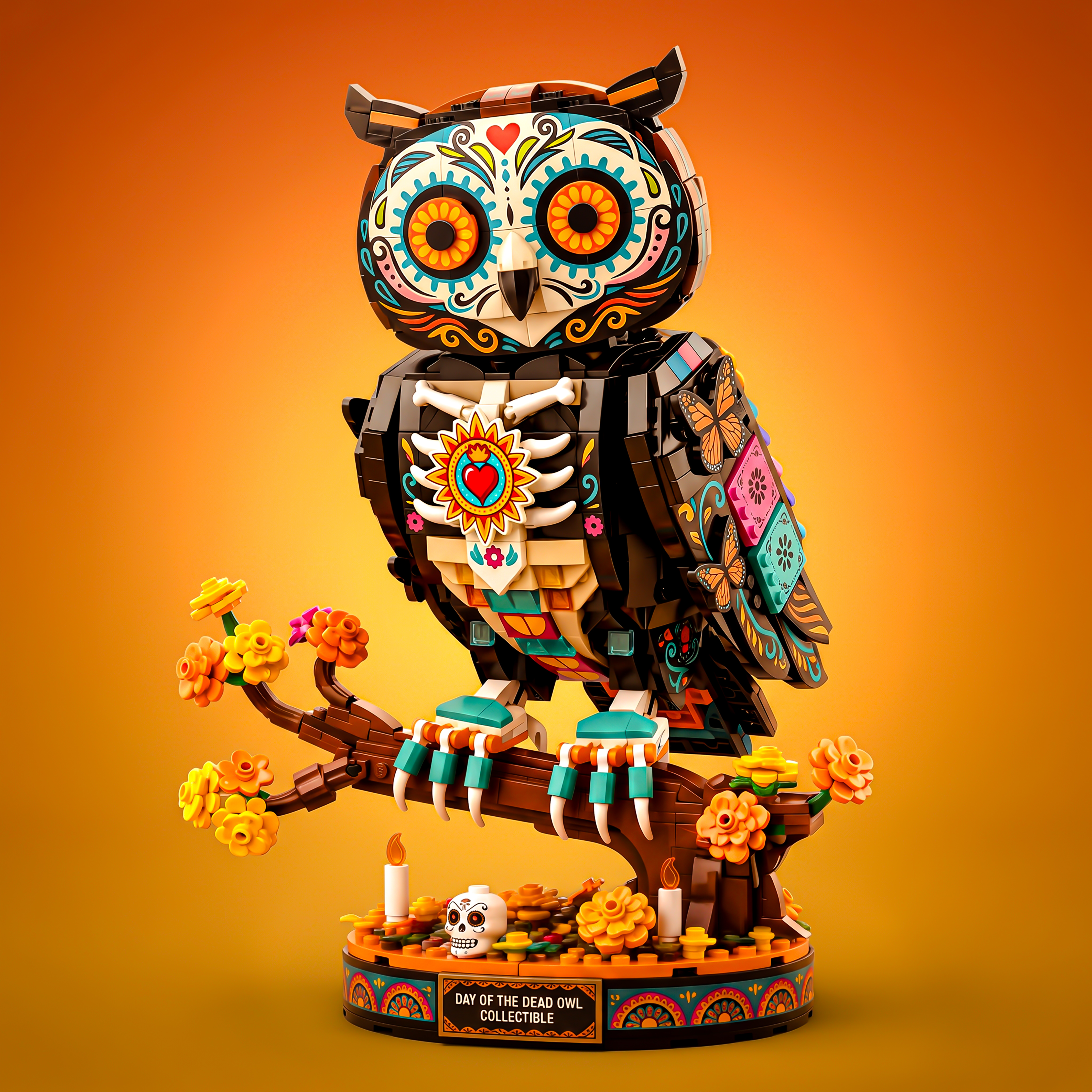Day of the Dead Sugar Skull Owl Building Set