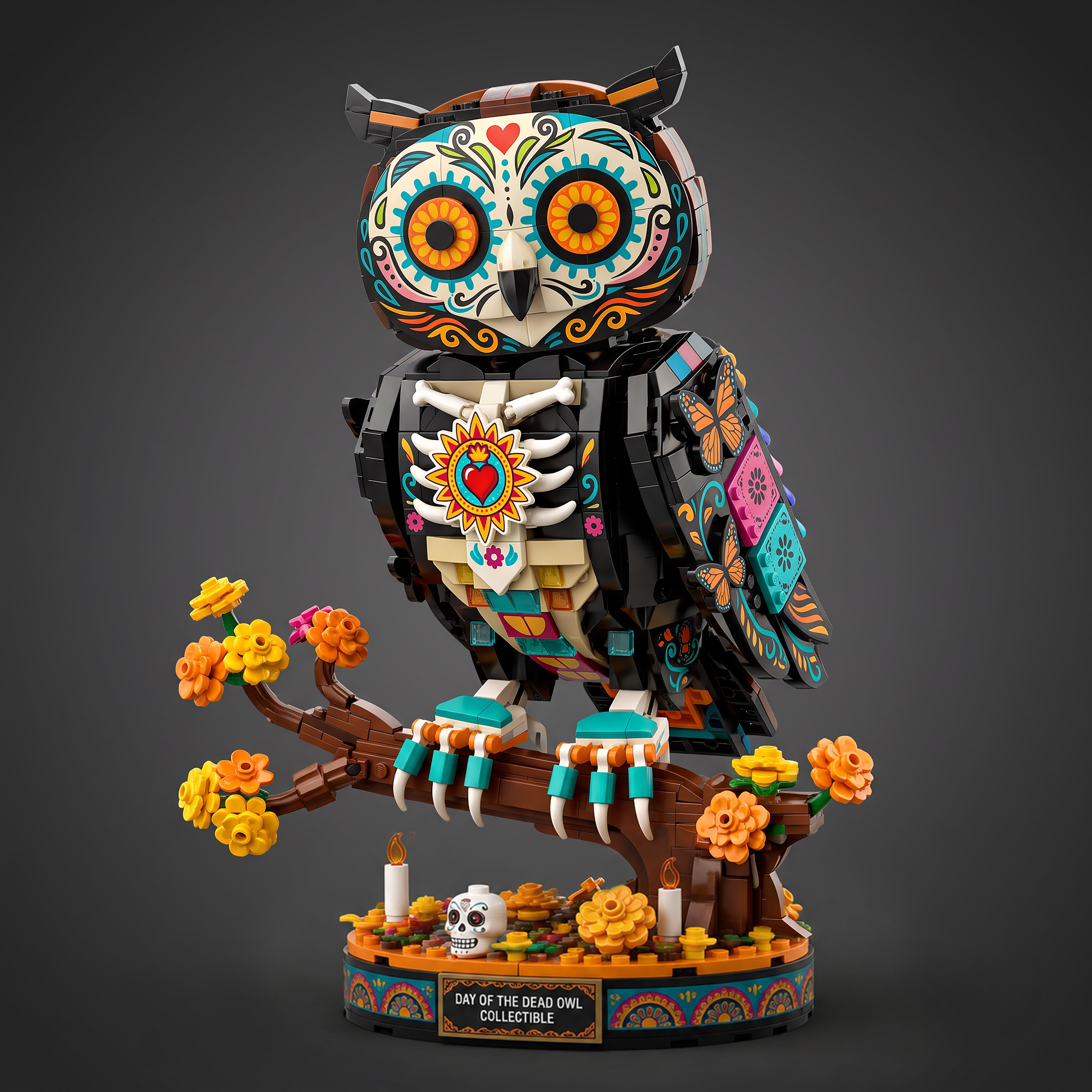 Day of the Dead Sugar Skull Owl Building Set