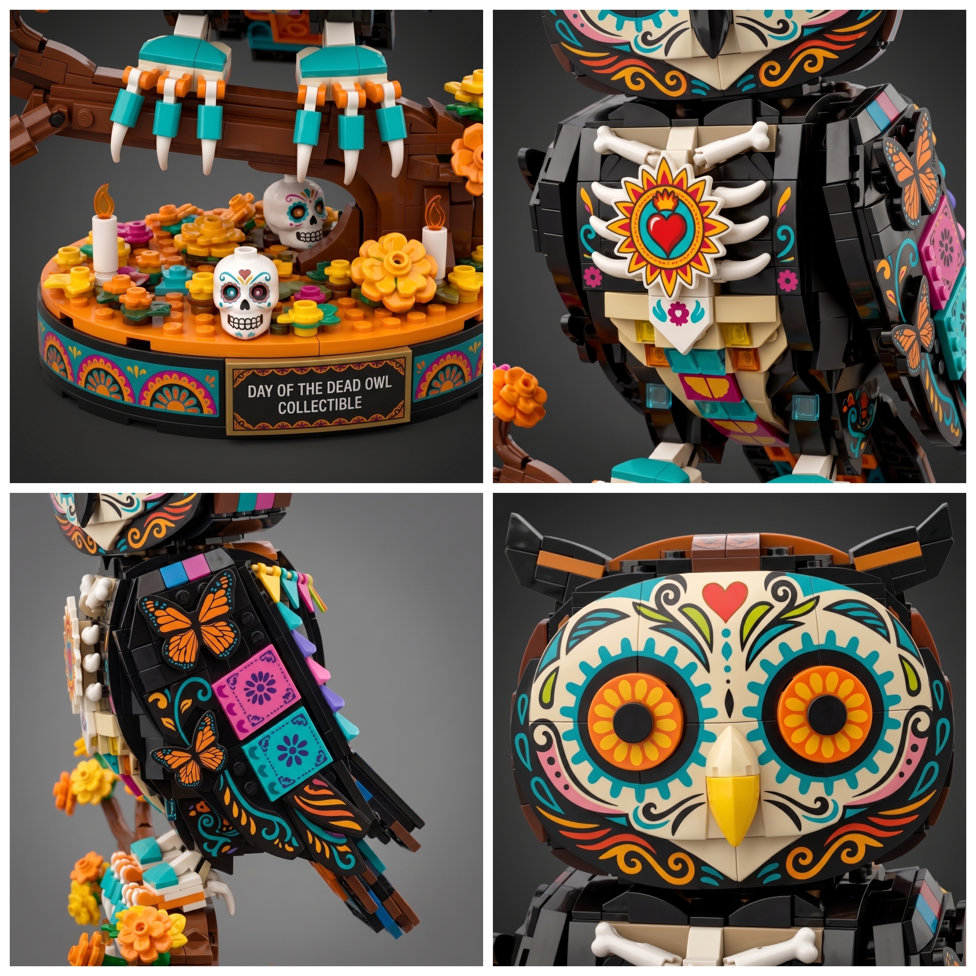 Day of the Dead Sugar Skull Owl Building Set