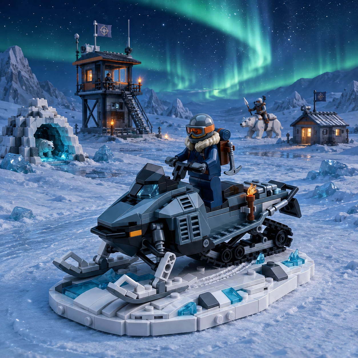 Arctic Patrol Snowmobile Building Set