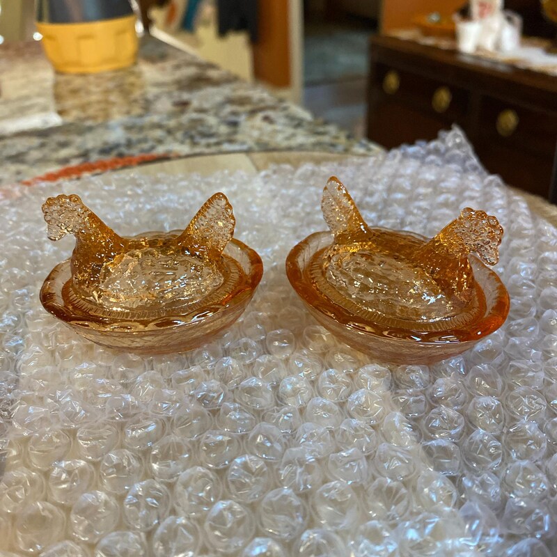 Mini Glass Hens on Nests🐔Easter Gifts🎁