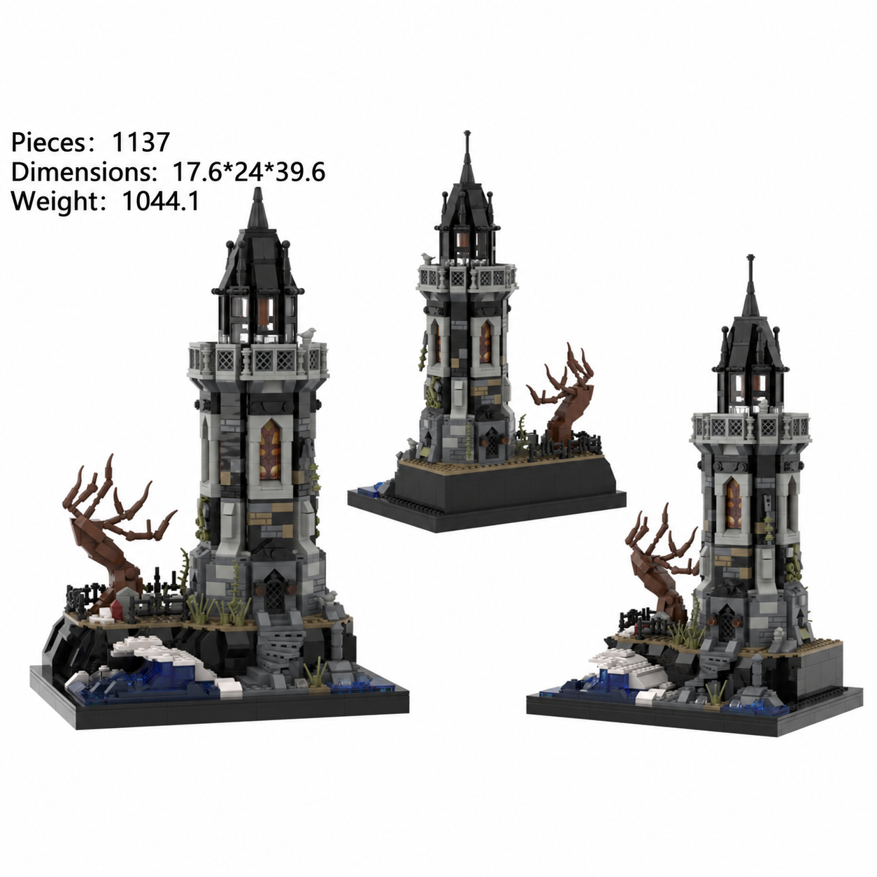 Haunted Lighthouse Building Blocks – Spooky Gothic Lighthouse Model
