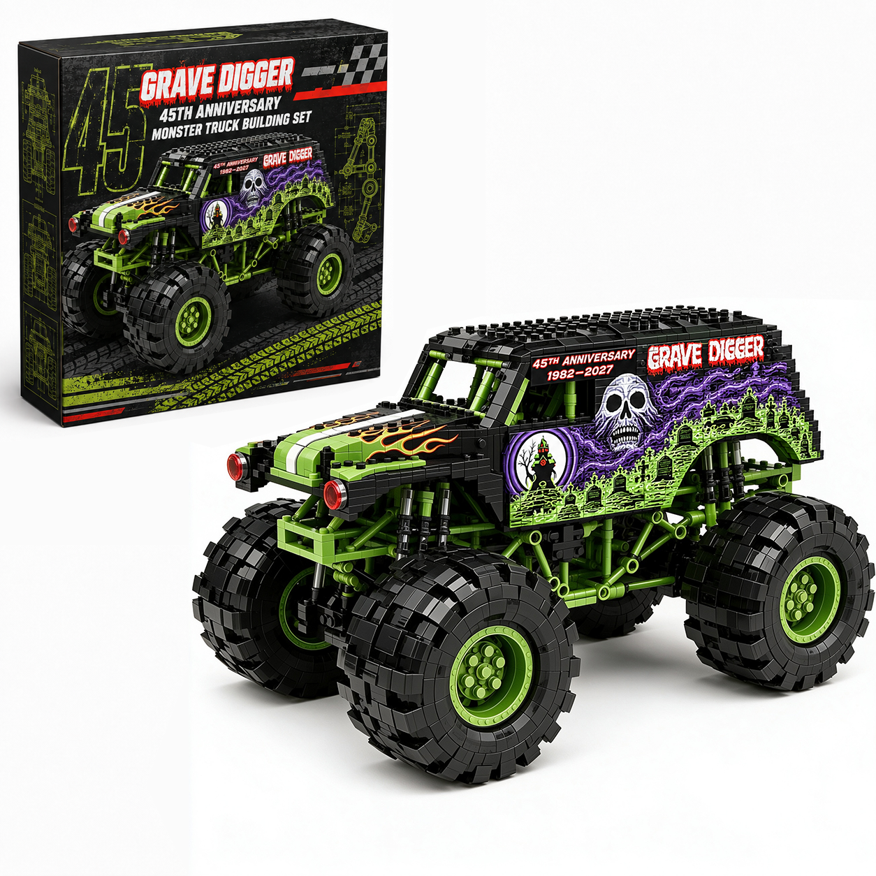 Grave Digger 45th Anniversary Monster Truck Building Set