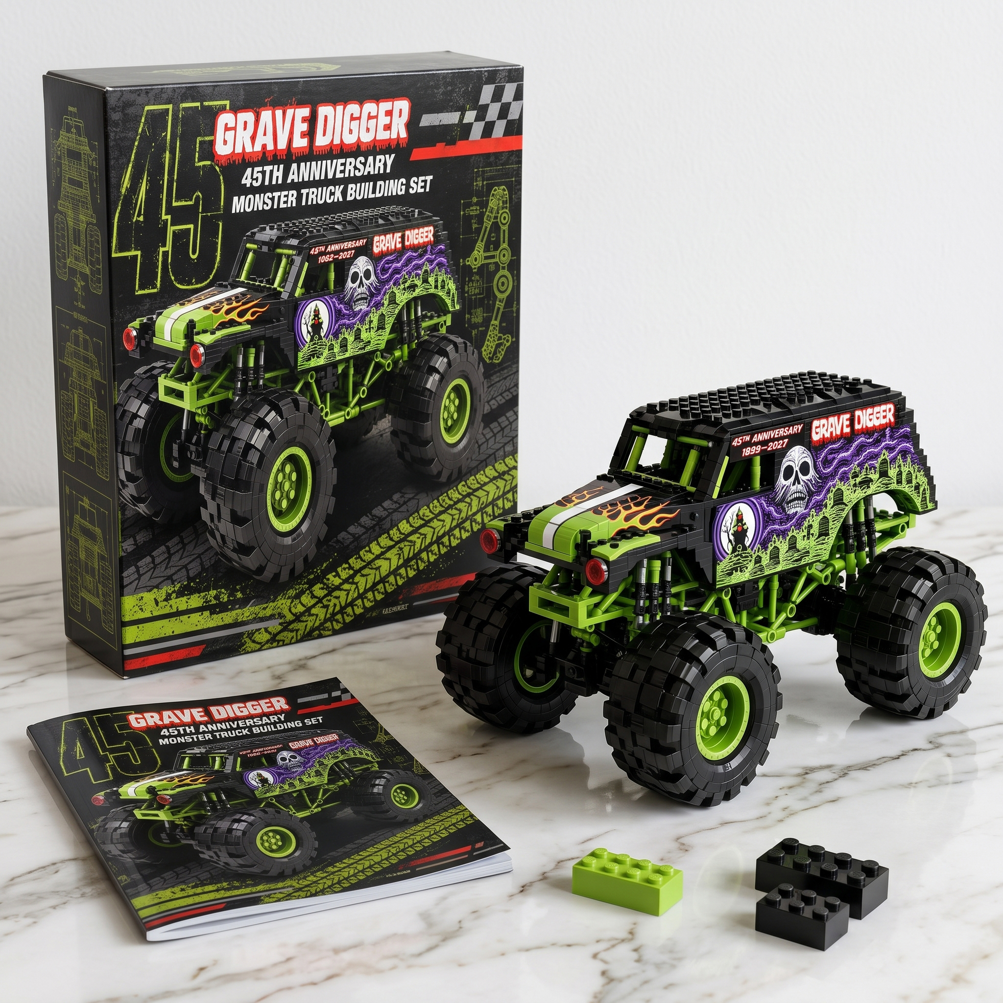 Grave Digger 45th Anniversary Monster Truck Building Set
