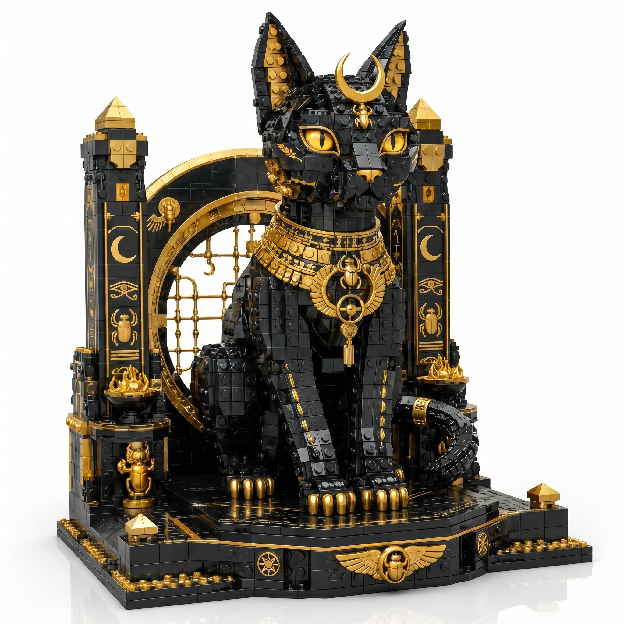 Black-Gold Egyptian Bastet Goddess Collector Building Set
