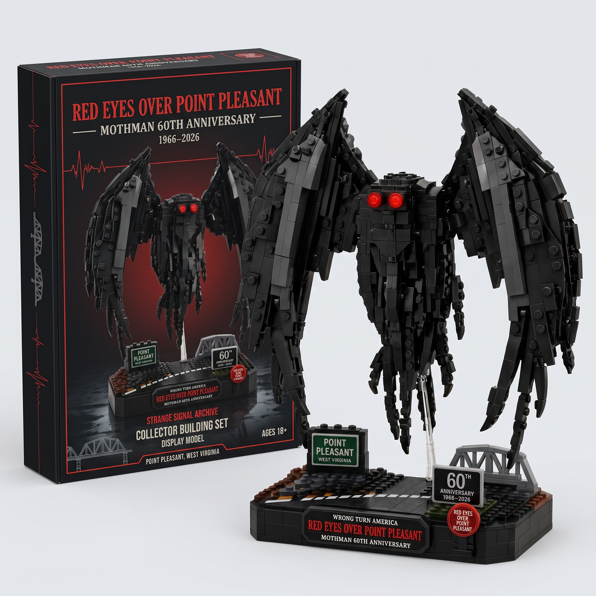 Mothman Red Eyes Over Point Pleasant — 60th Anniversary Collector Building Set