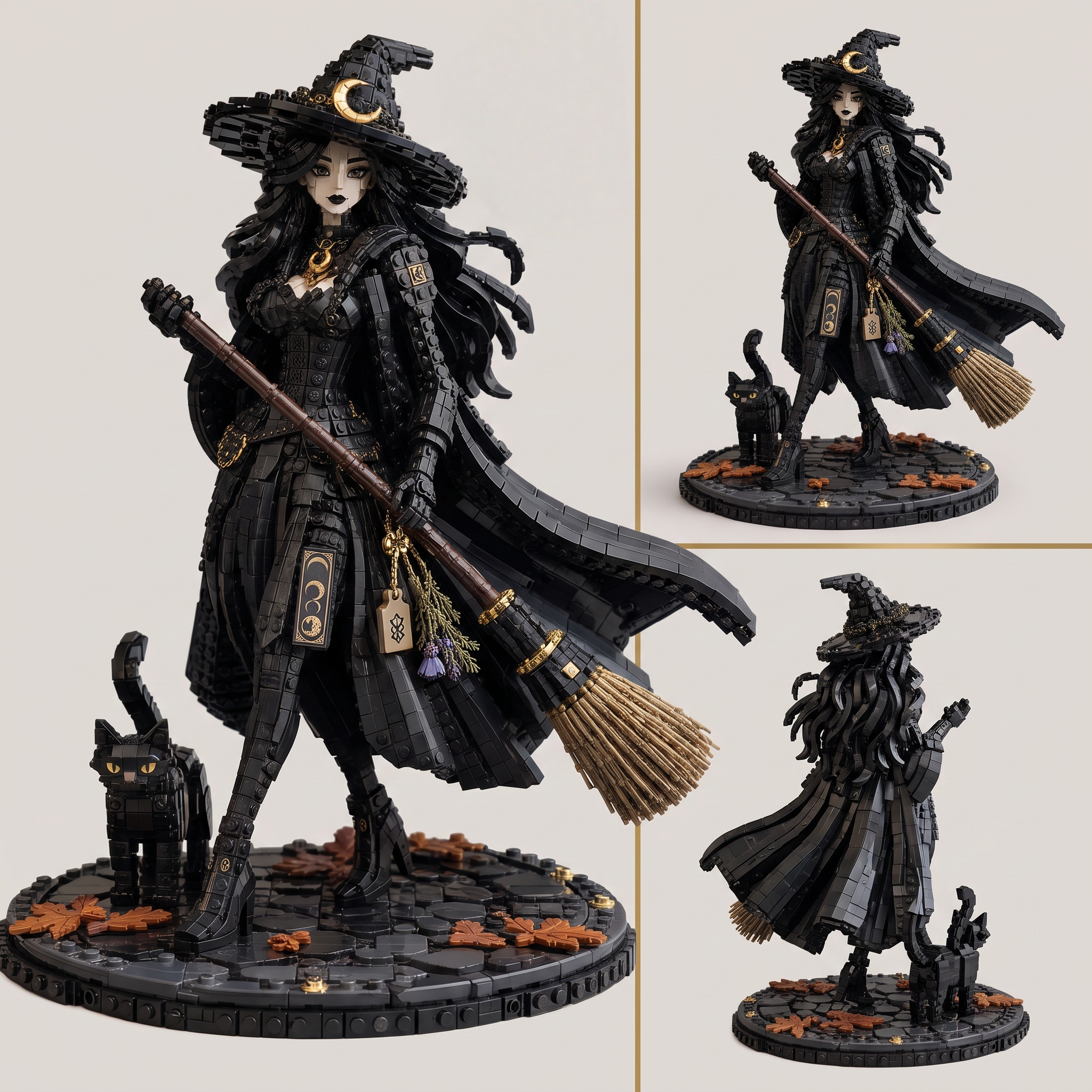 Moonlit Witch & Black Cat — Autumn Coven Guardian Collector Building Set