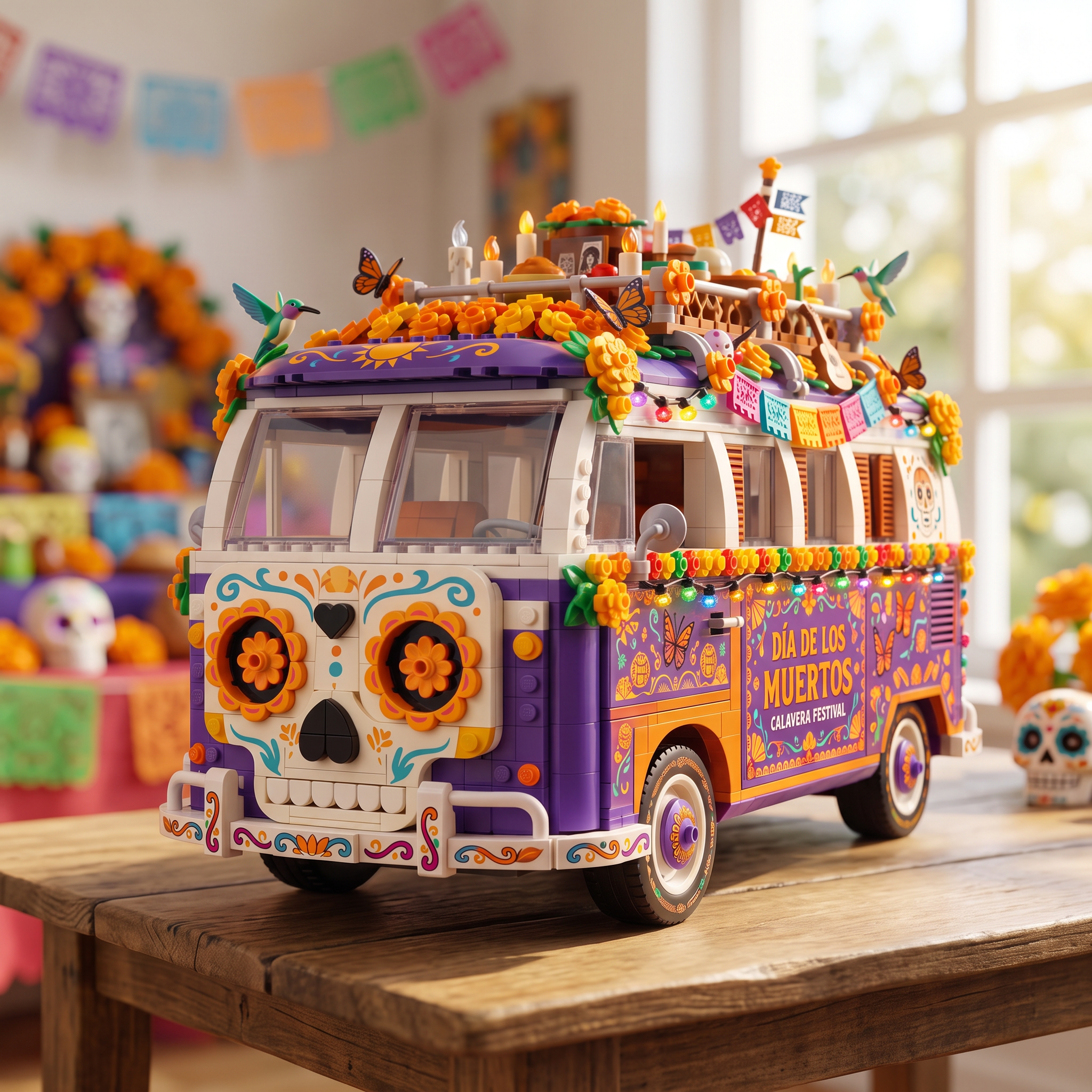 Day of the Dead Calavera Festival Bus Building Block Set