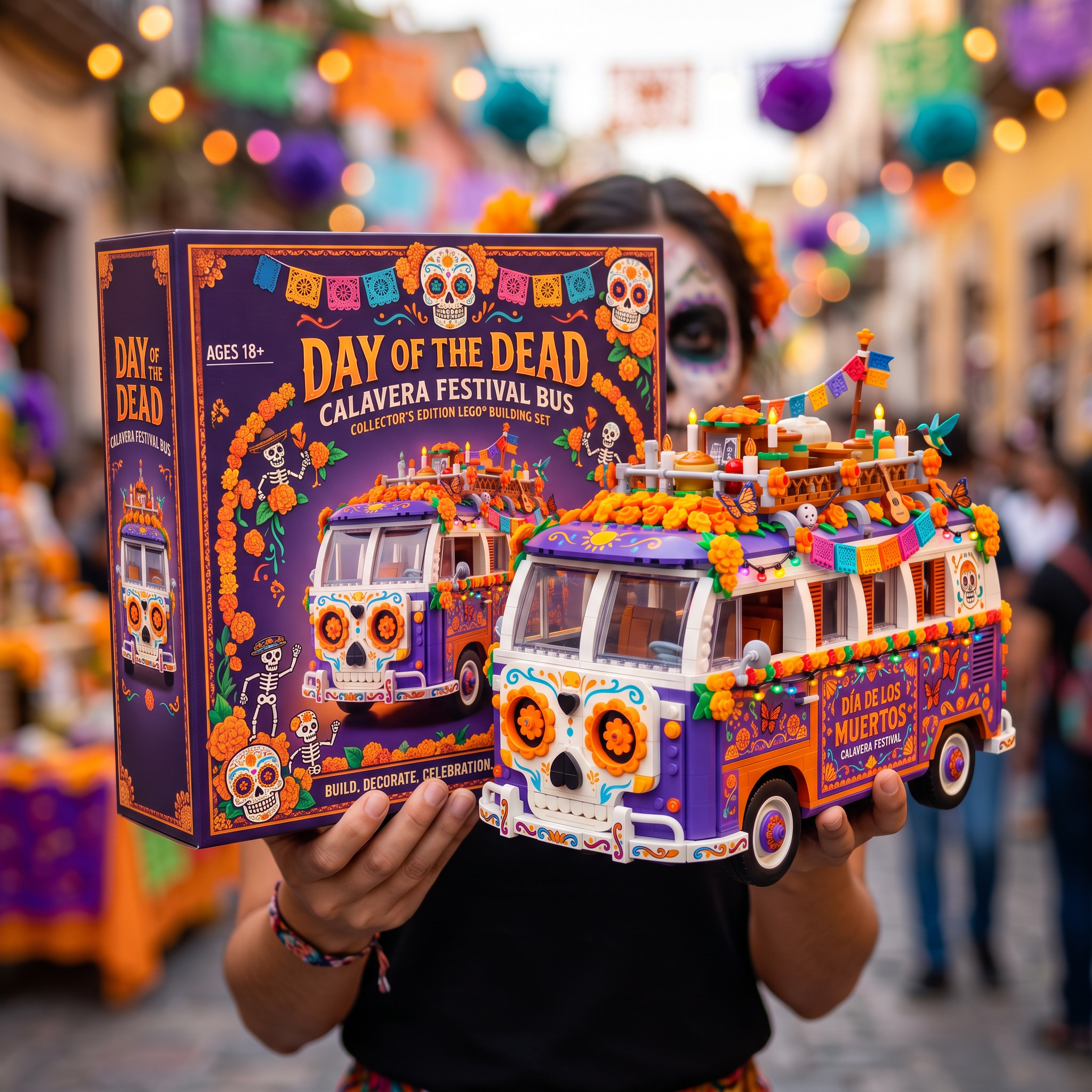 Day of the Dead Calavera Festival Bus Building Block Set