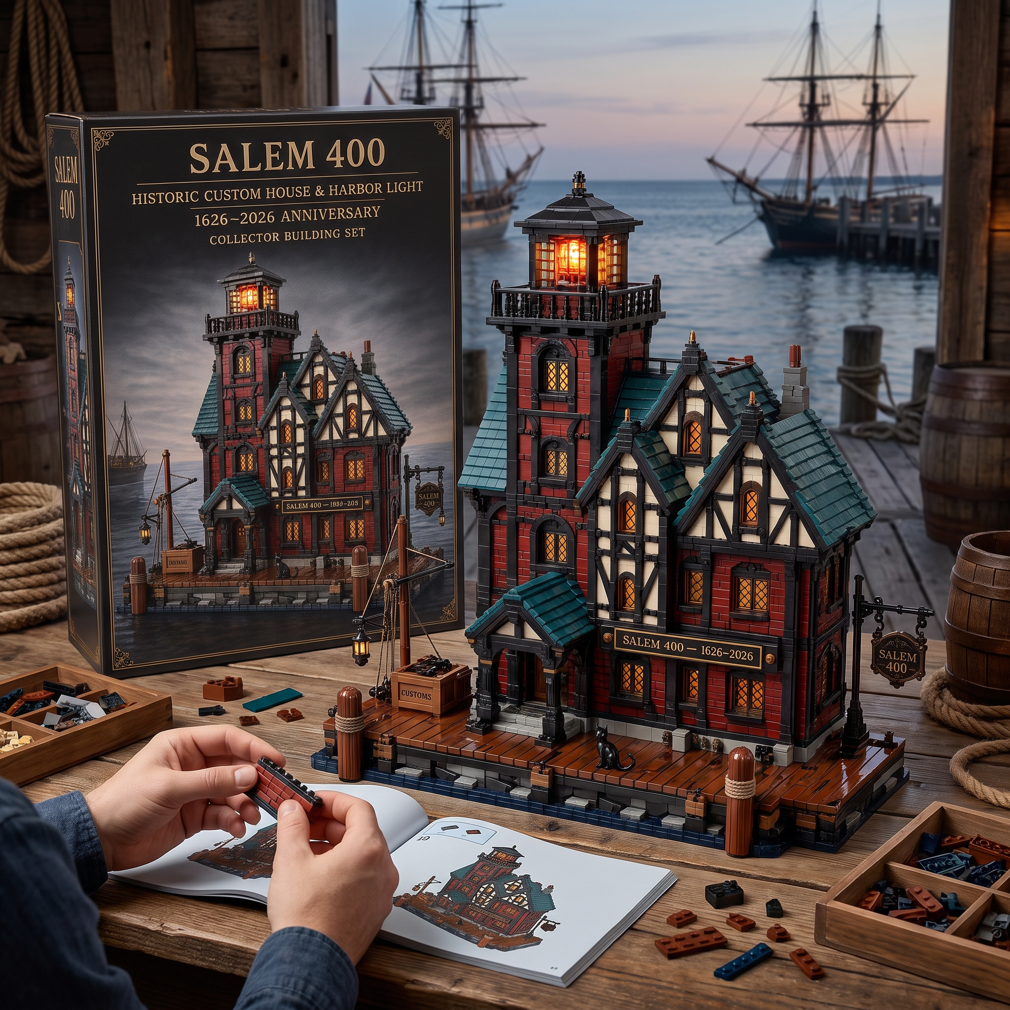 Salem 400 — Historic Custom House & Harbor Light Collector Building Set