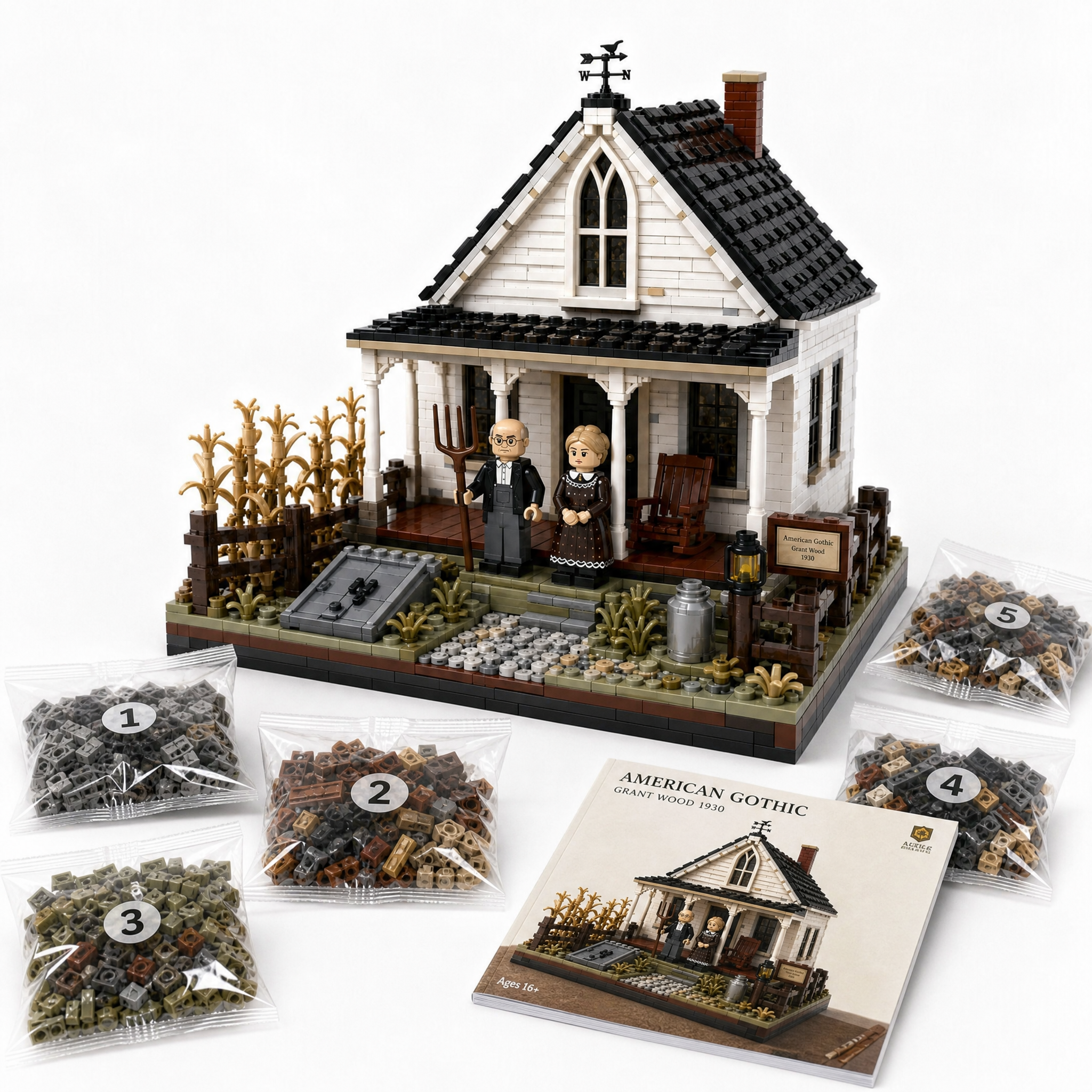 American Gothic Farmhouse Collector Building Set
