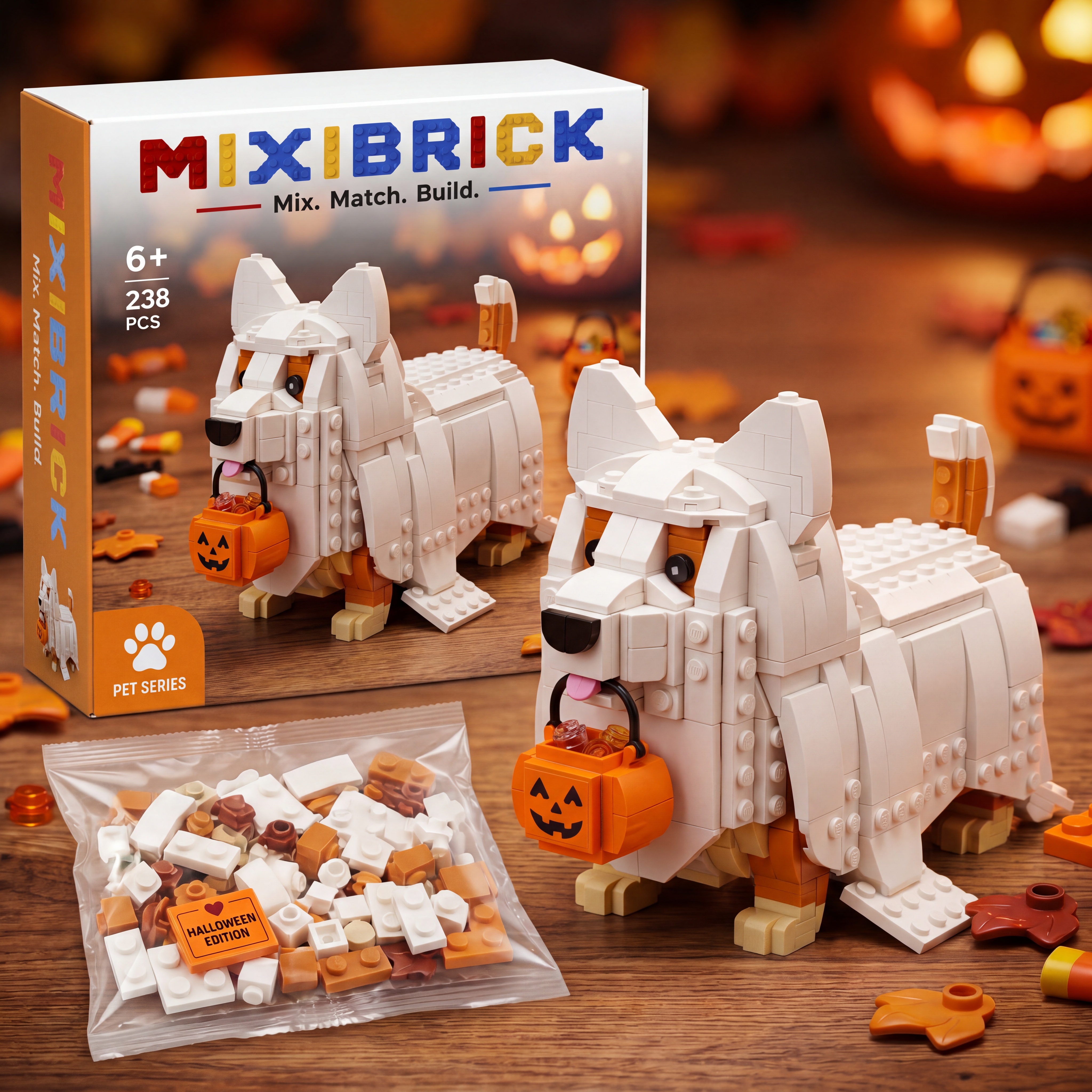 Boo Corgi Treat Pup Building Block Set