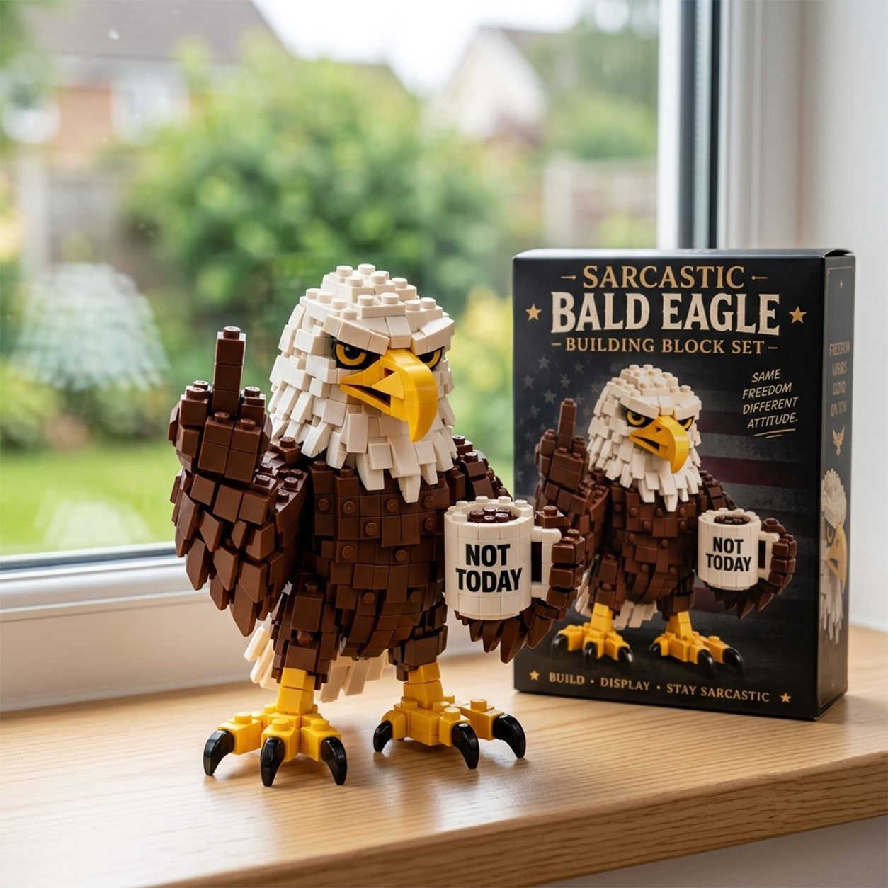 Sarcastic Bald Eagle Building Block Set